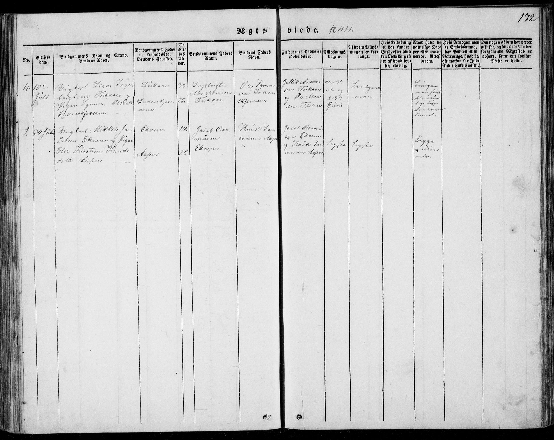 Ministerialprotokoller, klokkerbøker og fødselsregistre - Møre og Romsdal, AV/SAT-A-1454/501/L0005: Parish register (official) no. 501A05, 1831-1844, p. 172