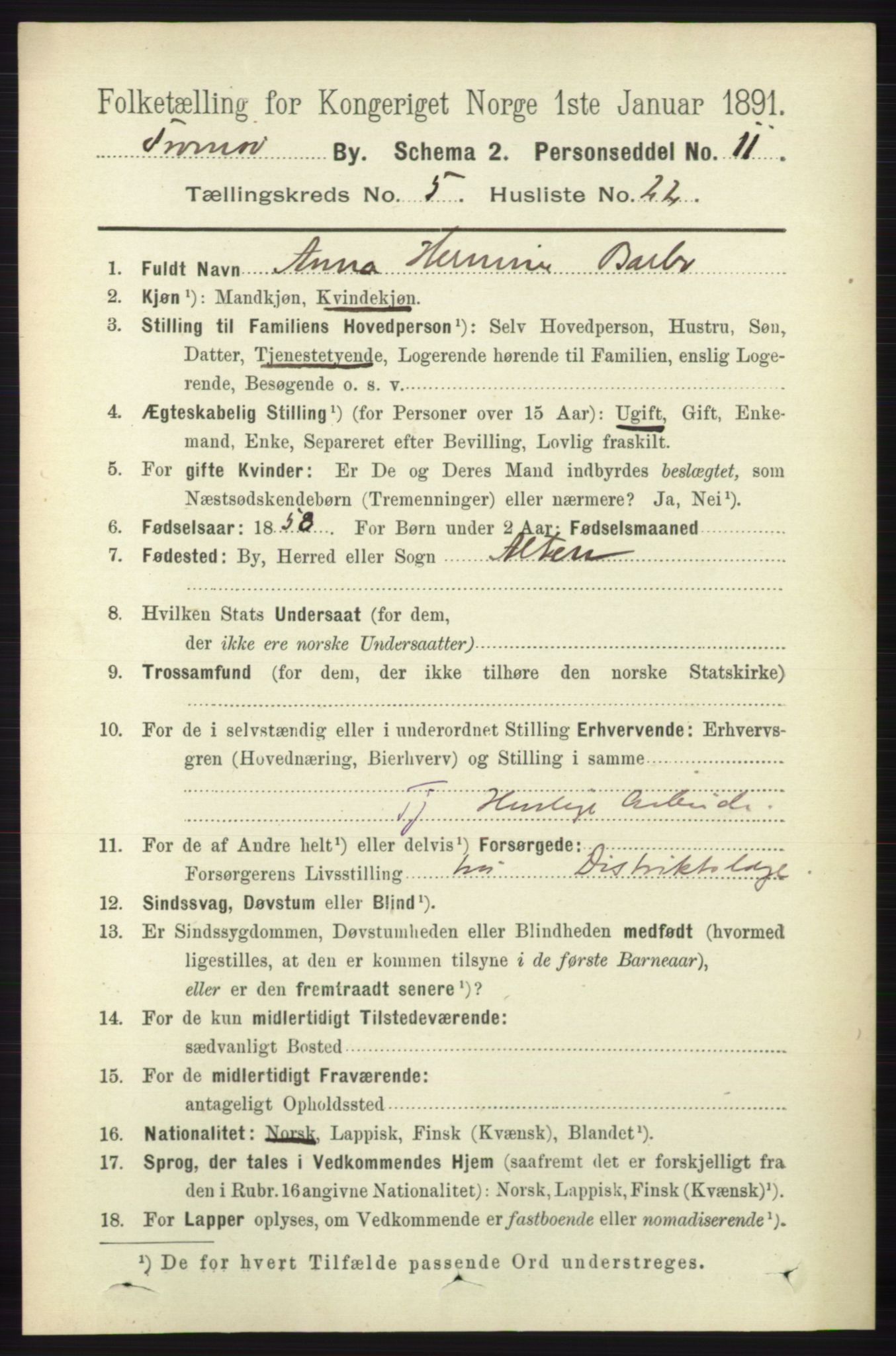 RA, 1891 census for 1902 Tromsø, 1891, p. 5135