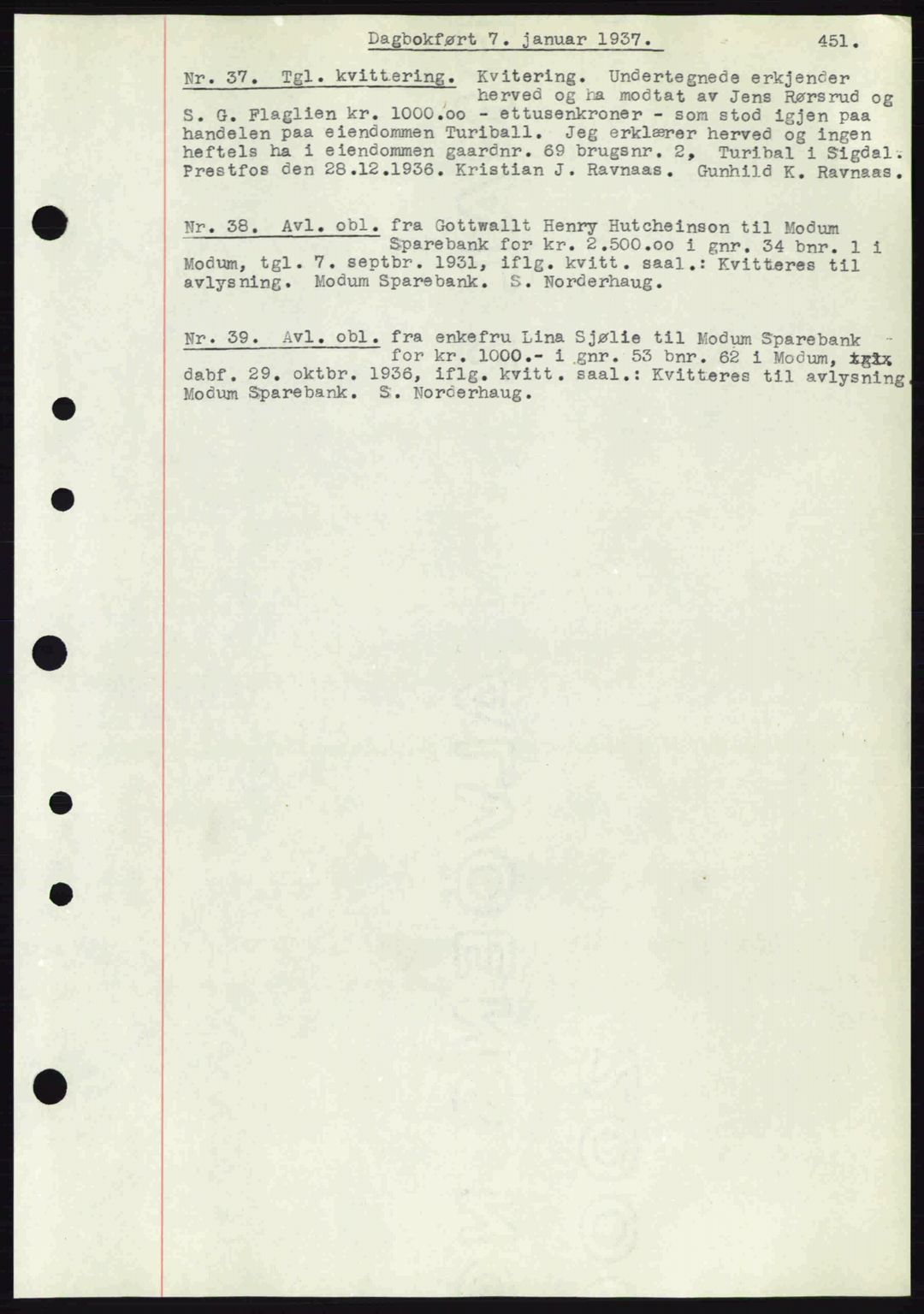 Eiker, Modum og Sigdal sorenskriveri, SAKO/A-123/G/Ga/Gab/L0034: Mortgage book no. A4, 1936-1937, Diary no: : 37/1937