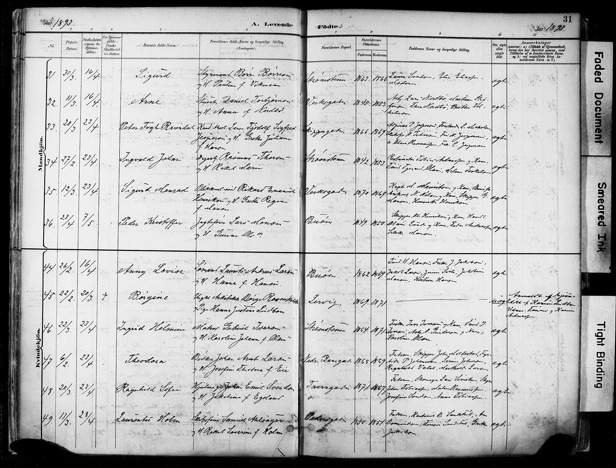 St. Johannes sokneprestkontor, AV/SAST-A-101814/001/30/30BA/L0004: Parish register (official) no. A 4, 1891-1899, p. 31