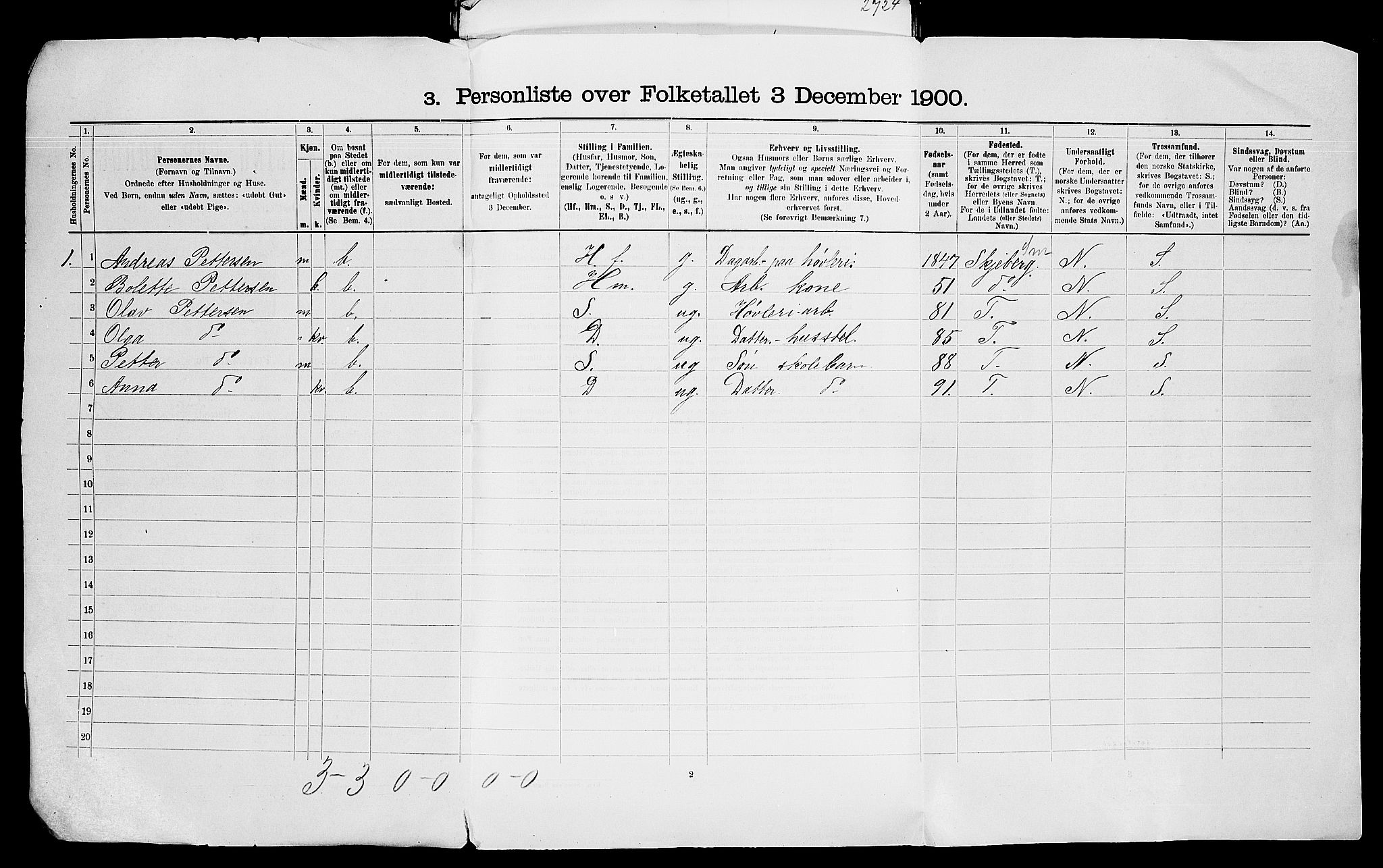 SAO, 1900 census for Borge, 1900, p. 35