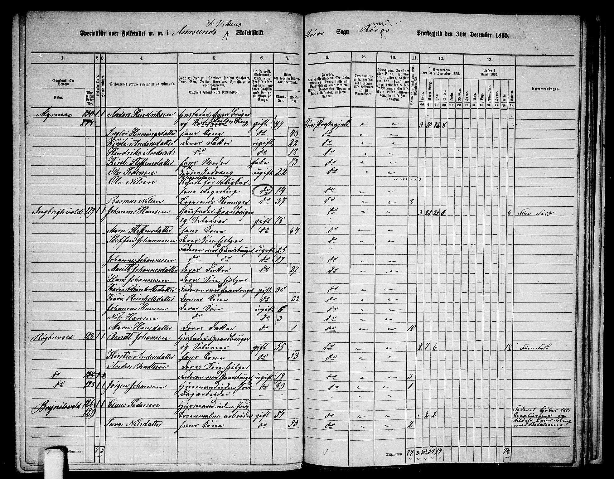 RA, 1865 census for Røros, 1865, p. 120