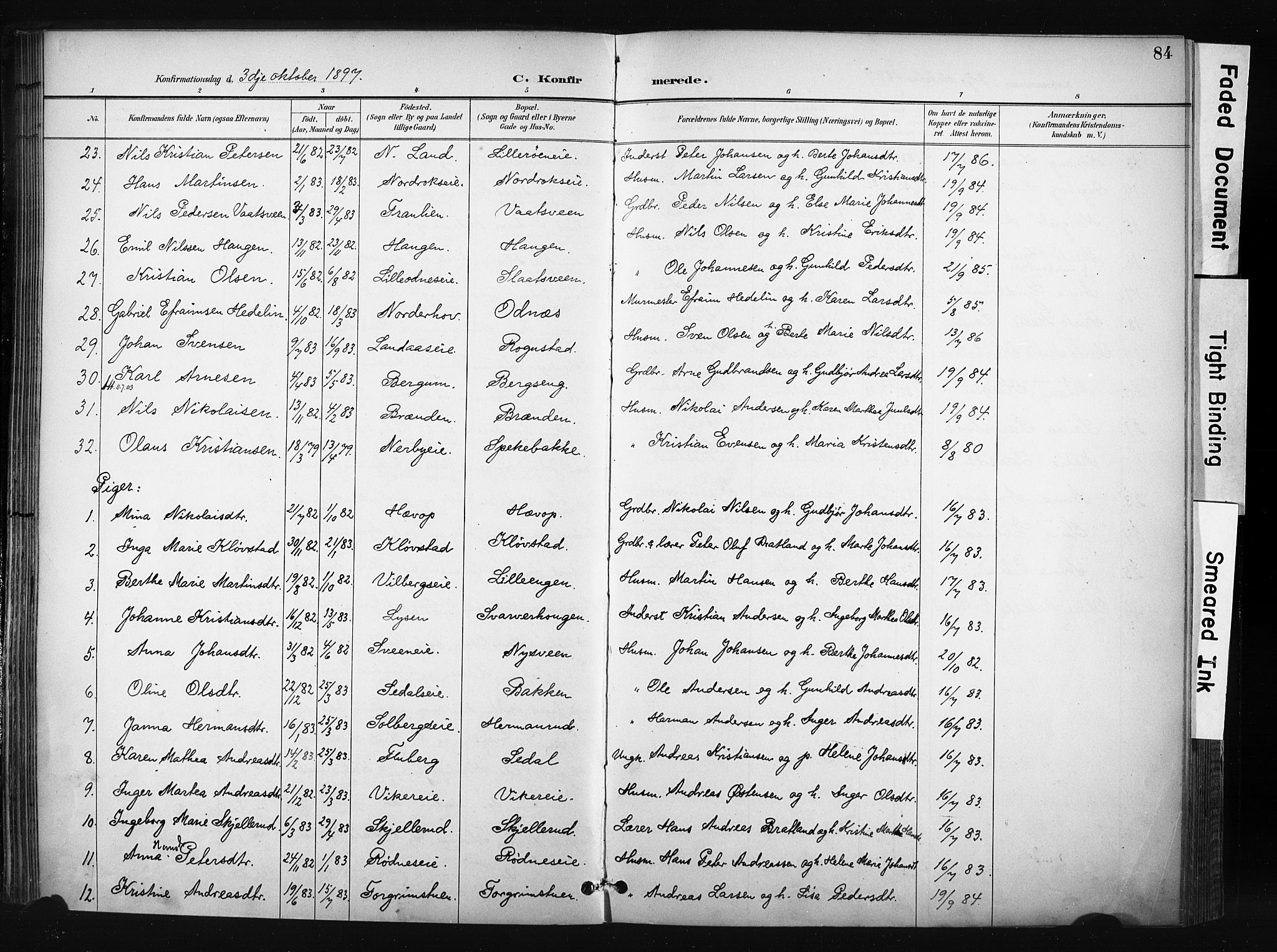 Søndre Land prestekontor, AV/SAH-PREST-122/K/L0004: Parish register (official) no. 4, 1895-1904, p. 84