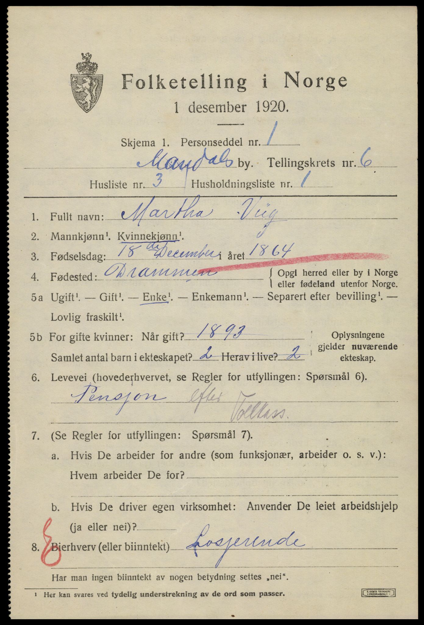 SAK, 1920 census for Mandal, 1920, p. 9137