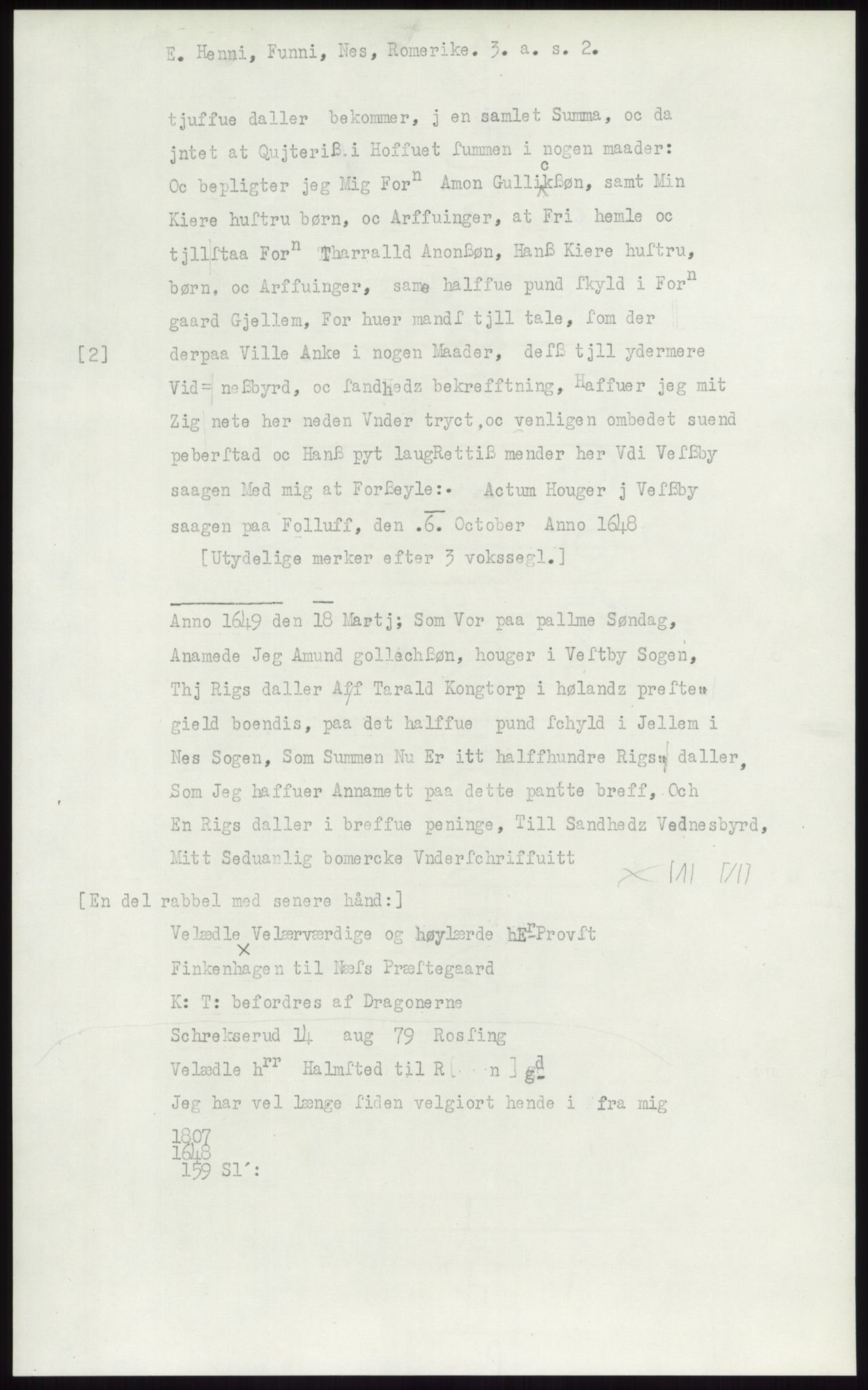 Samlinger til kildeutgivelse, Diplomavskriftsamlingen, AV/RA-EA-4053/H/Ha, p. 1046