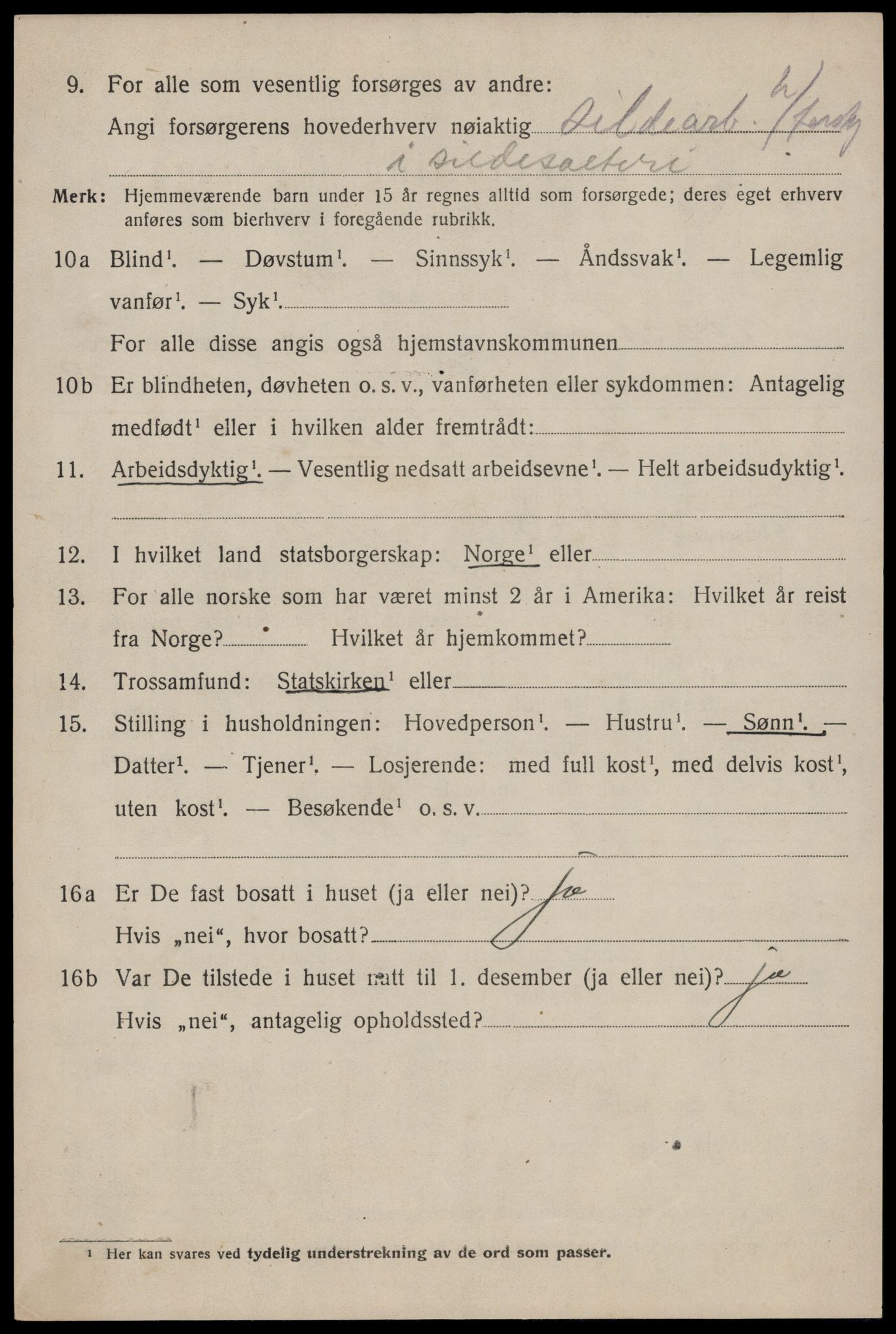 SAST, 1920 census for Torvastad, 1920, p. 2909