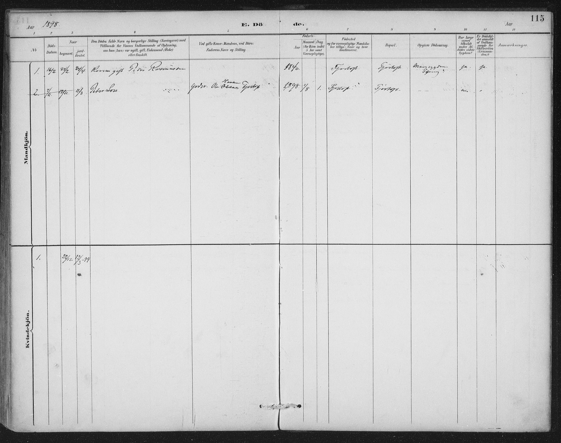 Ministerialprotokoller, klokkerbøker og fødselsregistre - Møre og Romsdal, SAT/A-1454/538/L0522: Parish register (official) no. 538A01, 1884-1913, p. 115