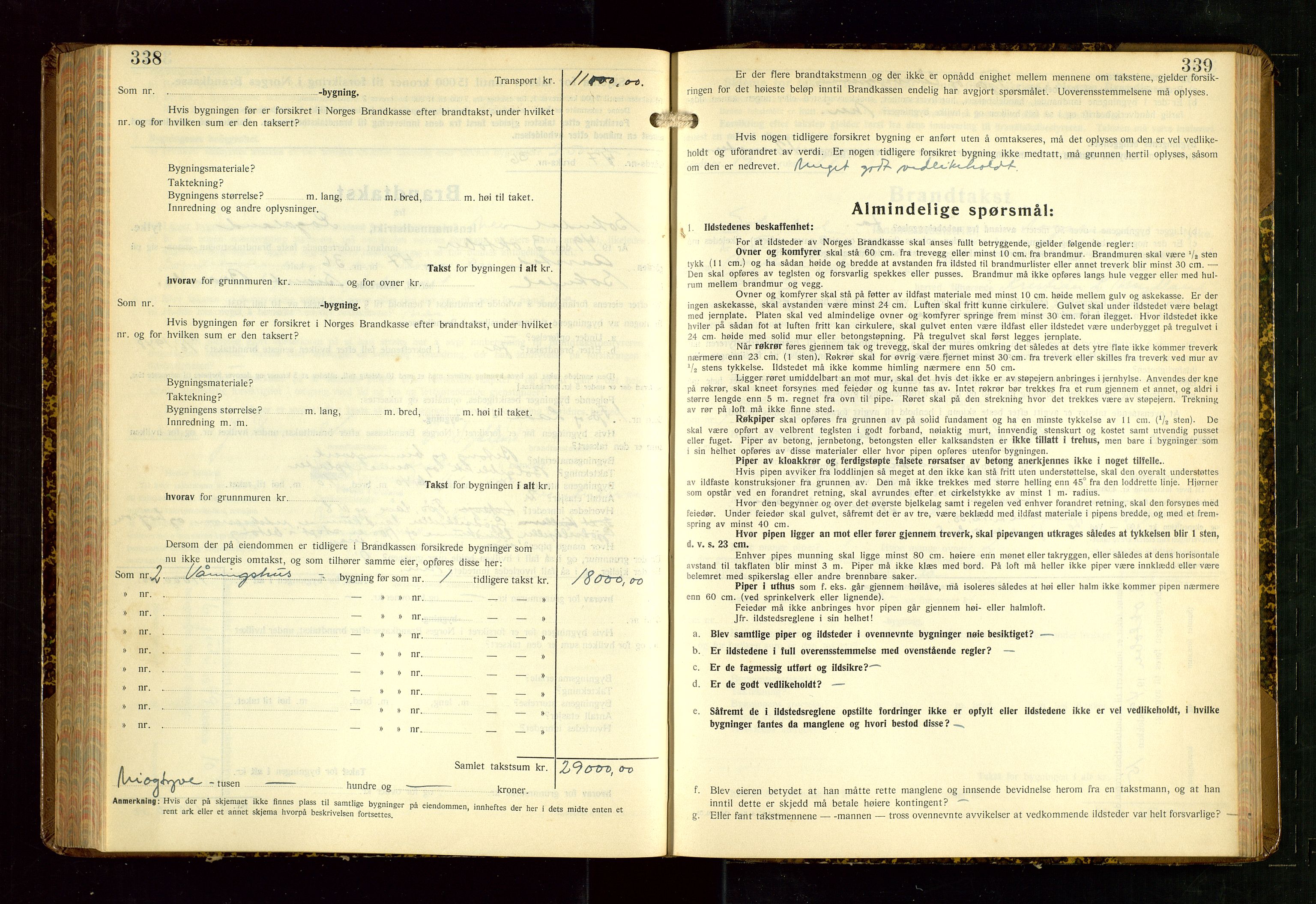 Sokndal lensmannskontor, SAST/A-100417/Gob/L0008: "Brandtakst-Protokoll", 1937-1955, p. 338-339