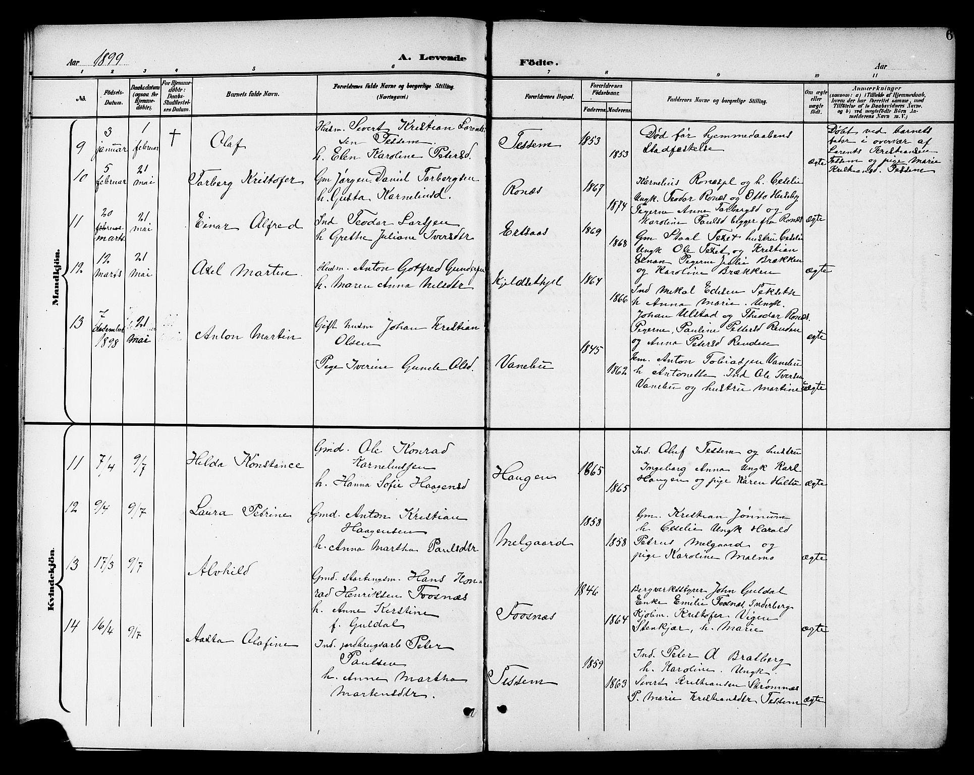 Ministerialprotokoller, klokkerbøker og fødselsregistre - Nord-Trøndelag, AV/SAT-A-1458/741/L0401: Parish register (copy) no. 741C02, 1899-1911, p. 6