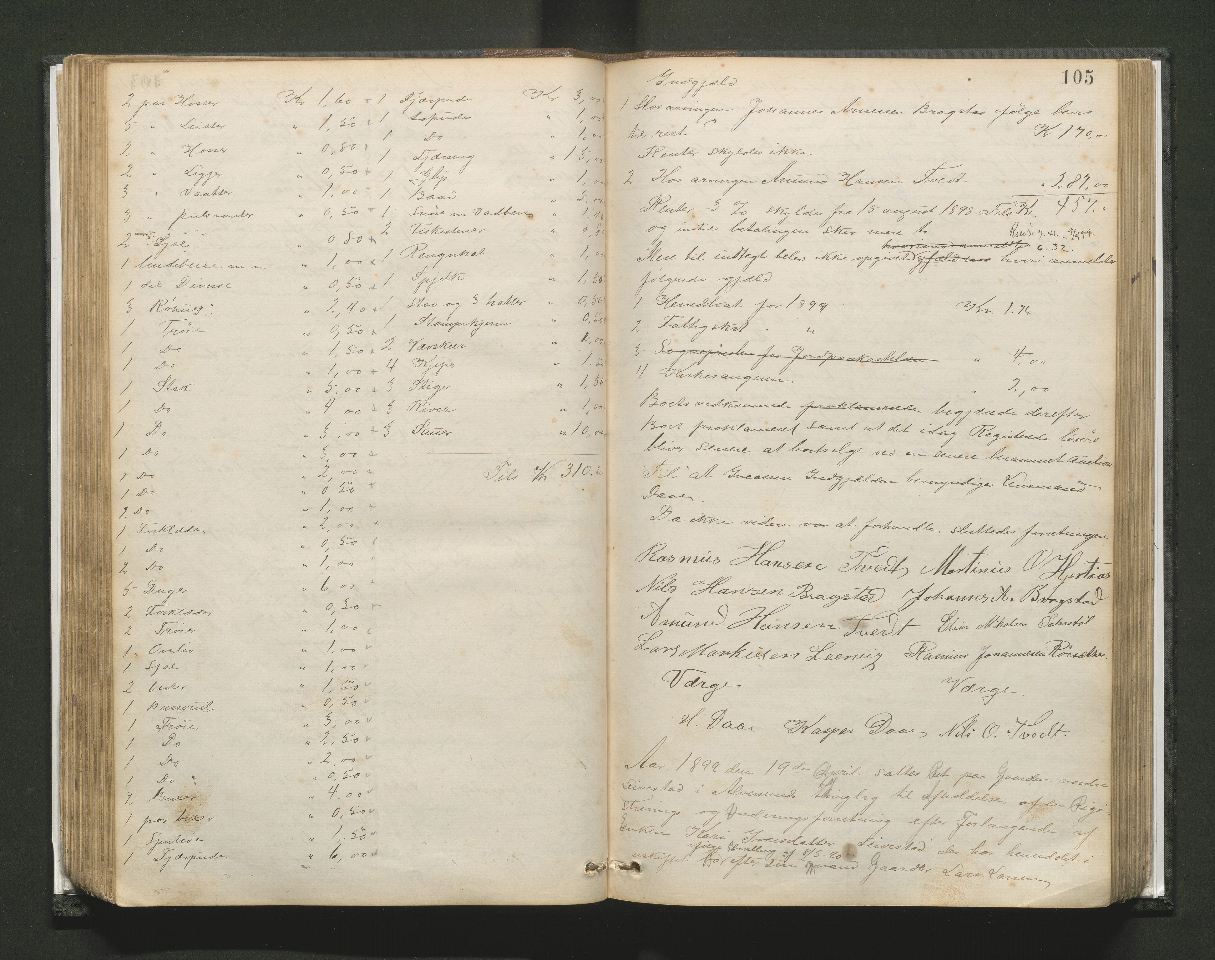 Lensmannen i Alversund, AV/SAB-A-30701/0006/L0001: Registreringsprotokoll, 1887-1913, p. 104b-105a