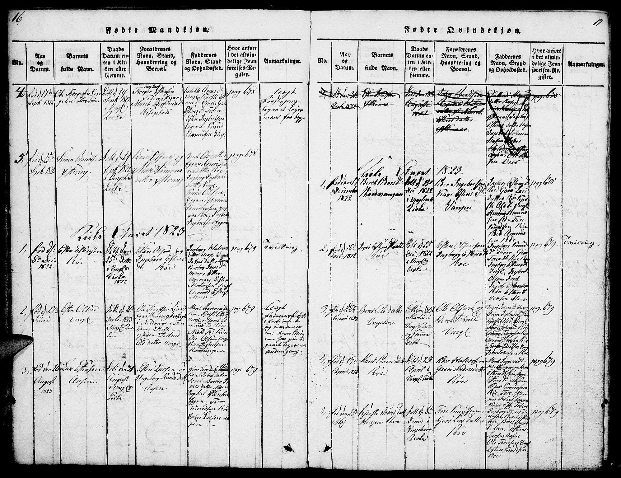 Tolga prestekontor, AV/SAH-PREST-062/L/L0003: Parish register (copy) no. 3, 1815-1862, p. 16-17