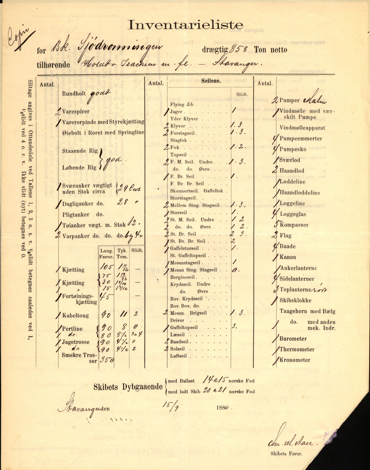 Pa 63 - Østlandske skibsassuranceforening, VEMU/A-1079/G/Ga/L0020/0006: Havaridokumenter / Sjødronningen, Sir John Lawrence, Isploven, John Bertram, 1887, p. 6