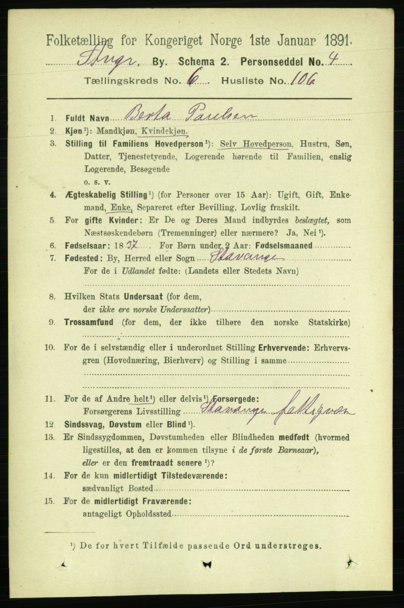 RA, 1891 census for 1103 Stavanger, 1891, p. 10963