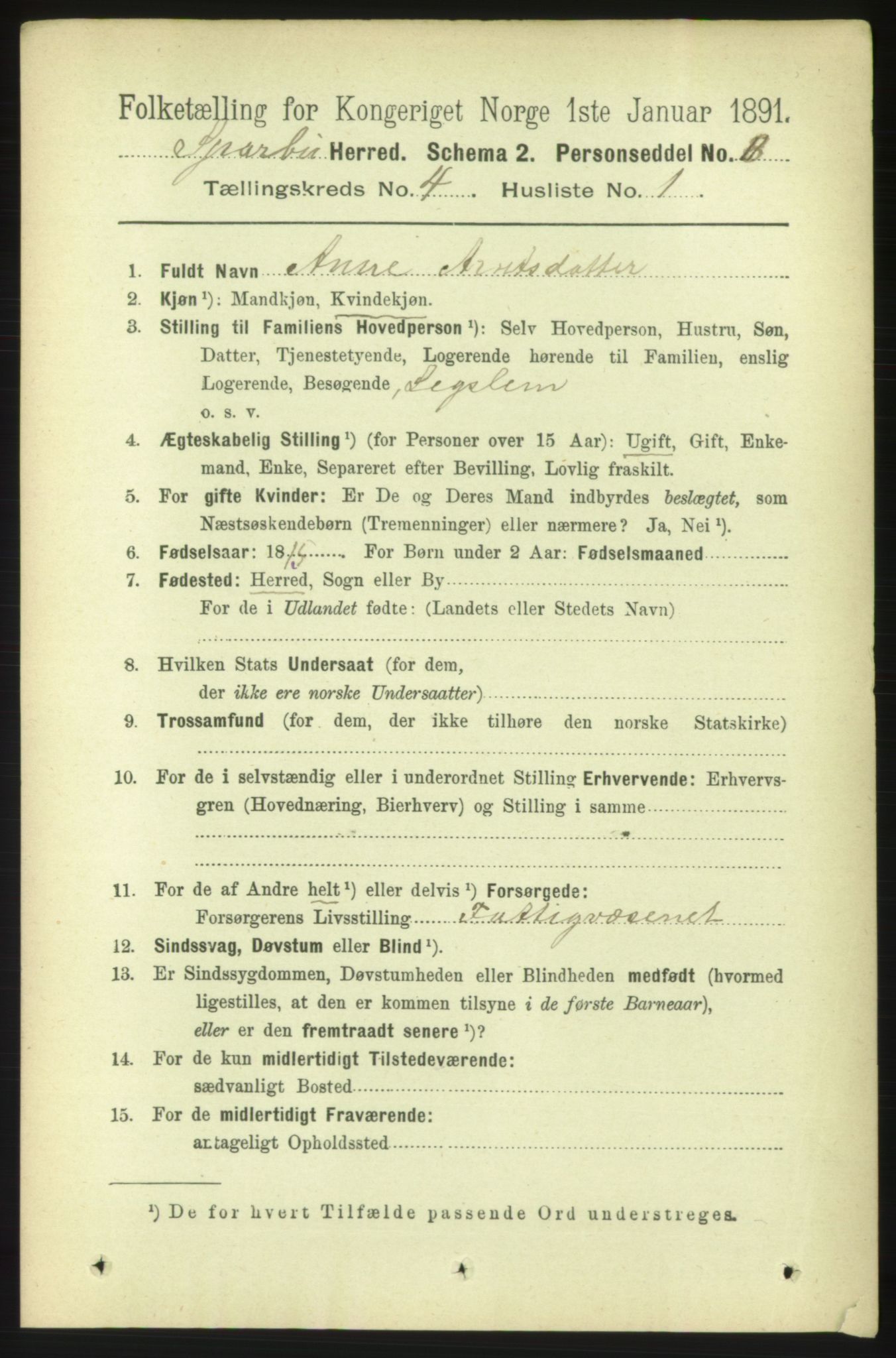 RA, 1891 census for 1731 Sparbu, 1891, p. 1369