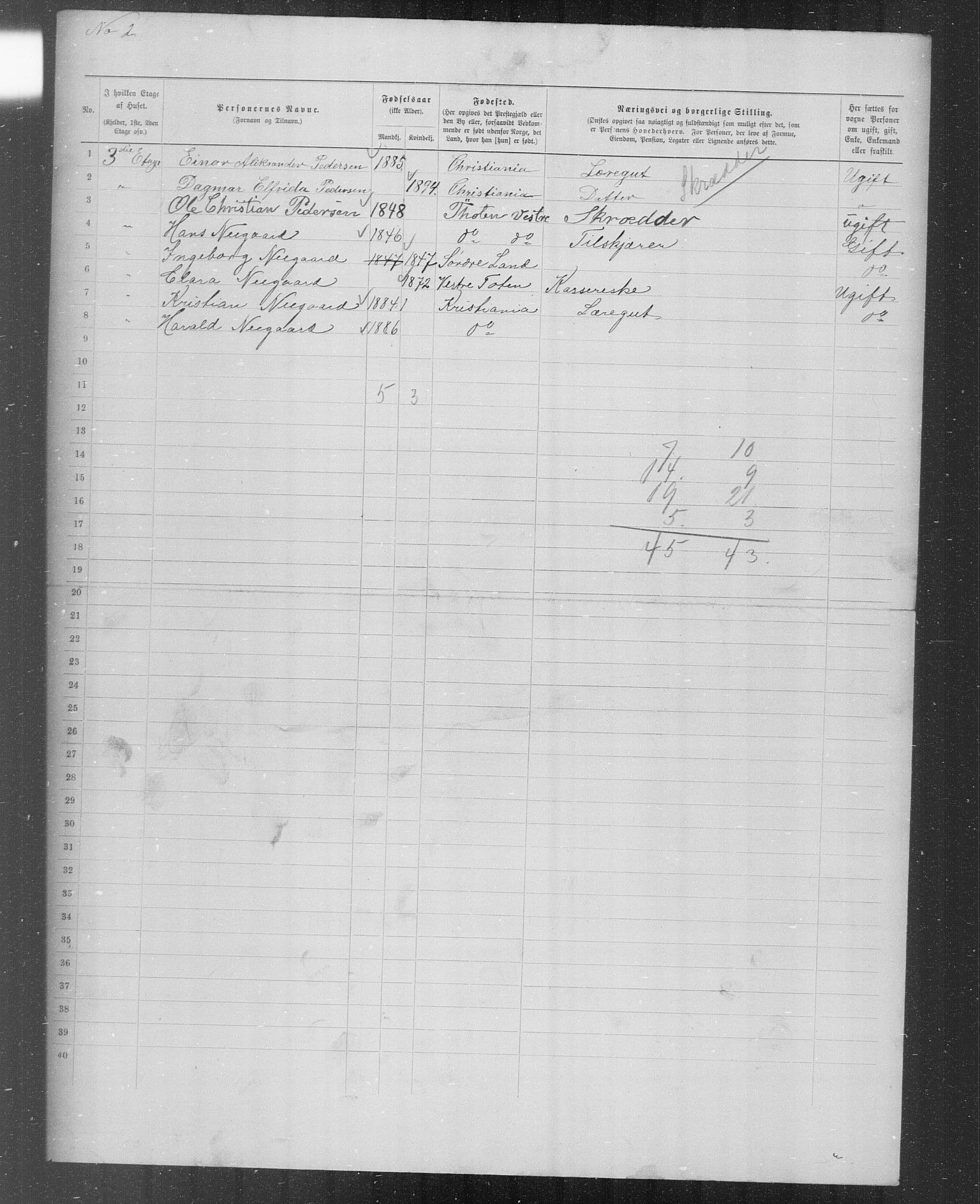 OBA, Municipal Census 1899 for Kristiania, 1899, p. 4644