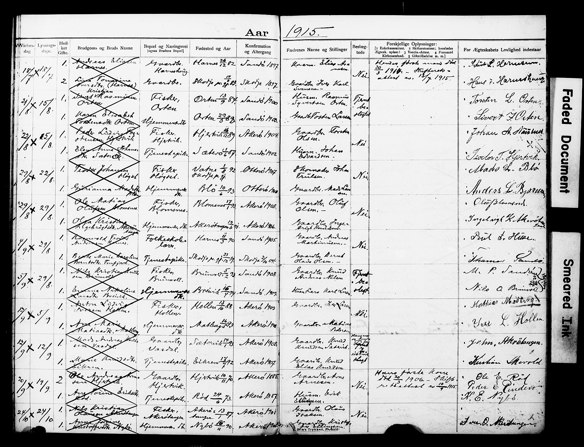 Ministerialprotokoller, klokkerbøker og fødselsregistre - Møre og Romsdal, AV/SAT-A-1454/560/L0723: Banns register no. 560A07, 1903-1916