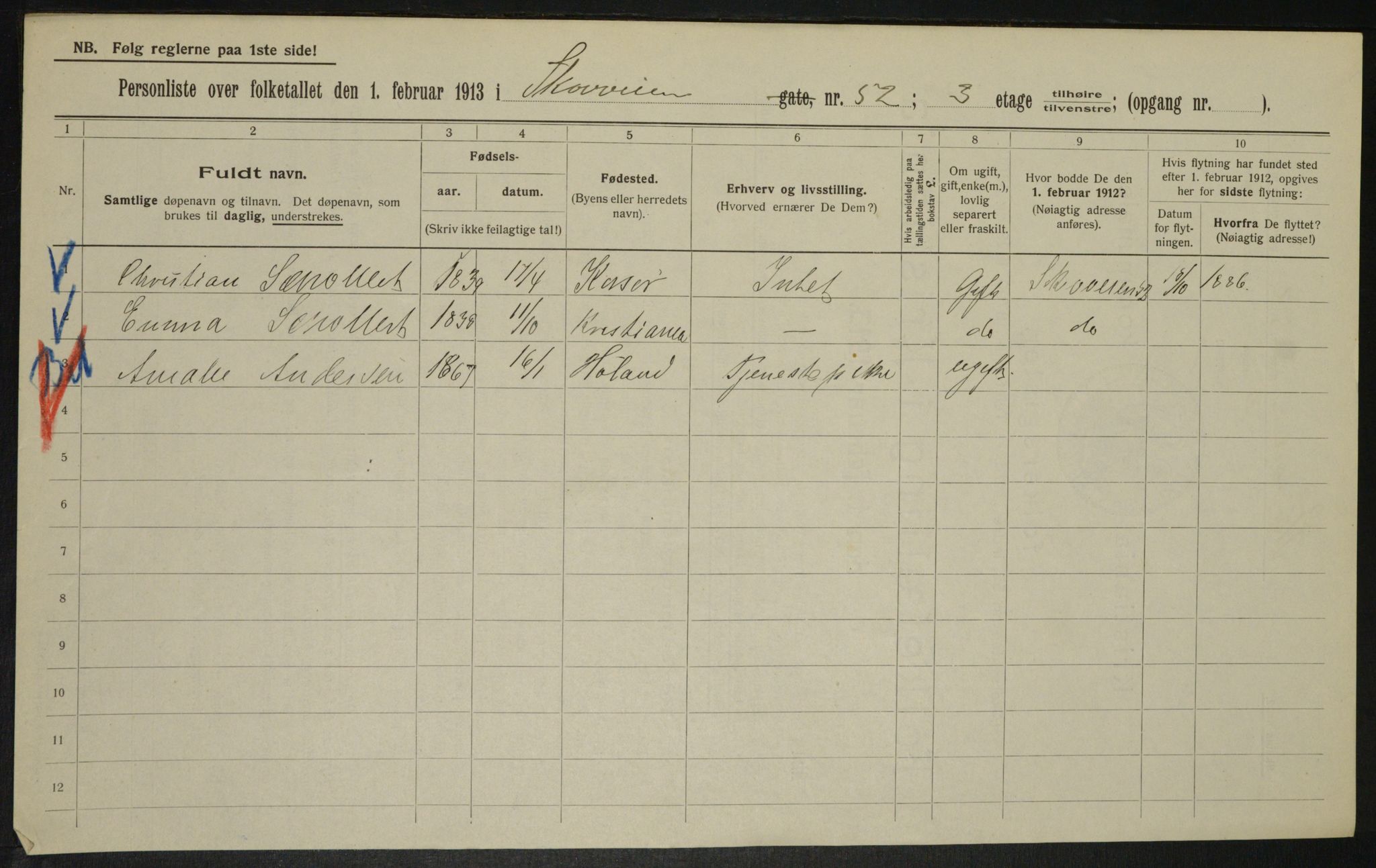 OBA, Municipal Census 1913 for Kristiania, 1913, p. 96936