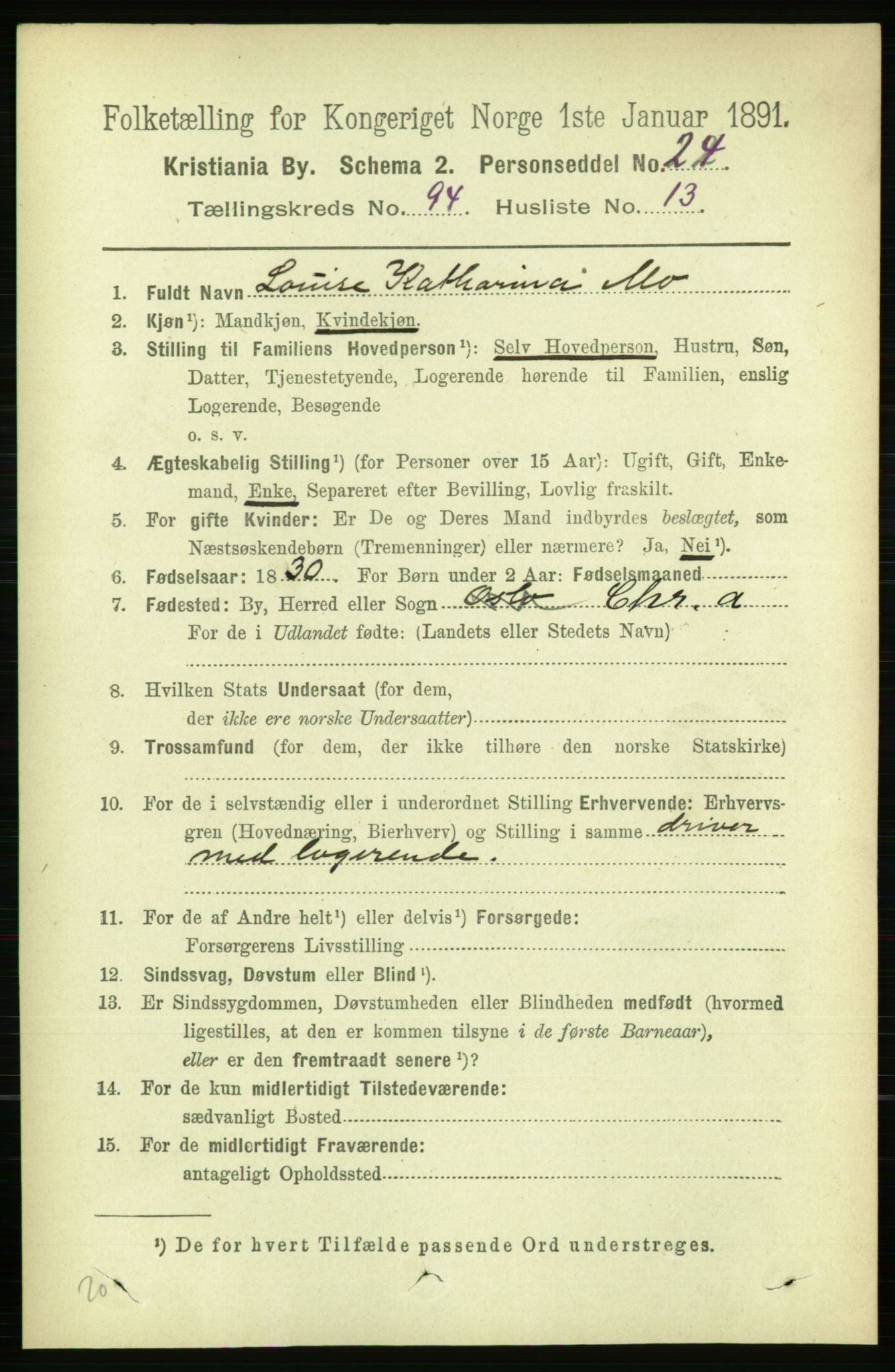 RA, 1891 census for 0301 Kristiania, 1891, p. 46248