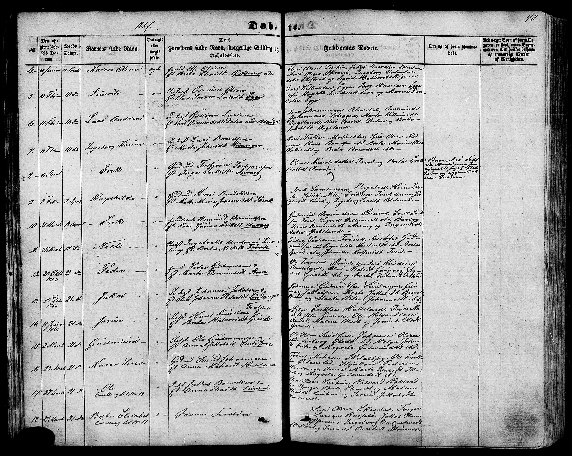 Skjold sokneprestkontor, AV/SAST-A-101847/H/Ha/Haa/L0008: Parish register (official) no. A 8, 1856-1882, p. 48