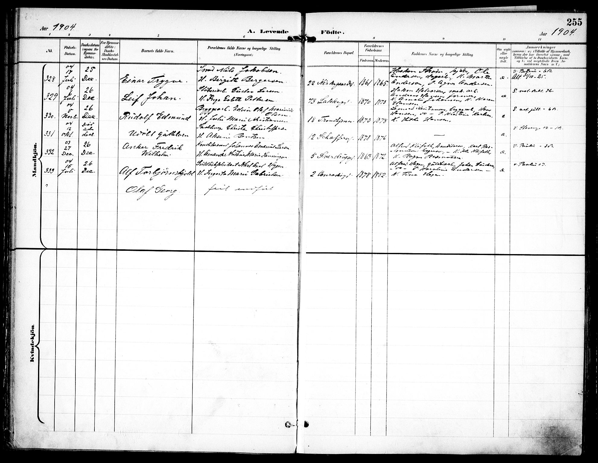 Petrus prestekontor Kirkebøker, AV/SAO-A-10872/F/Fa/L0008: Parish register (official) no. 8, 1899-1909, p. 255