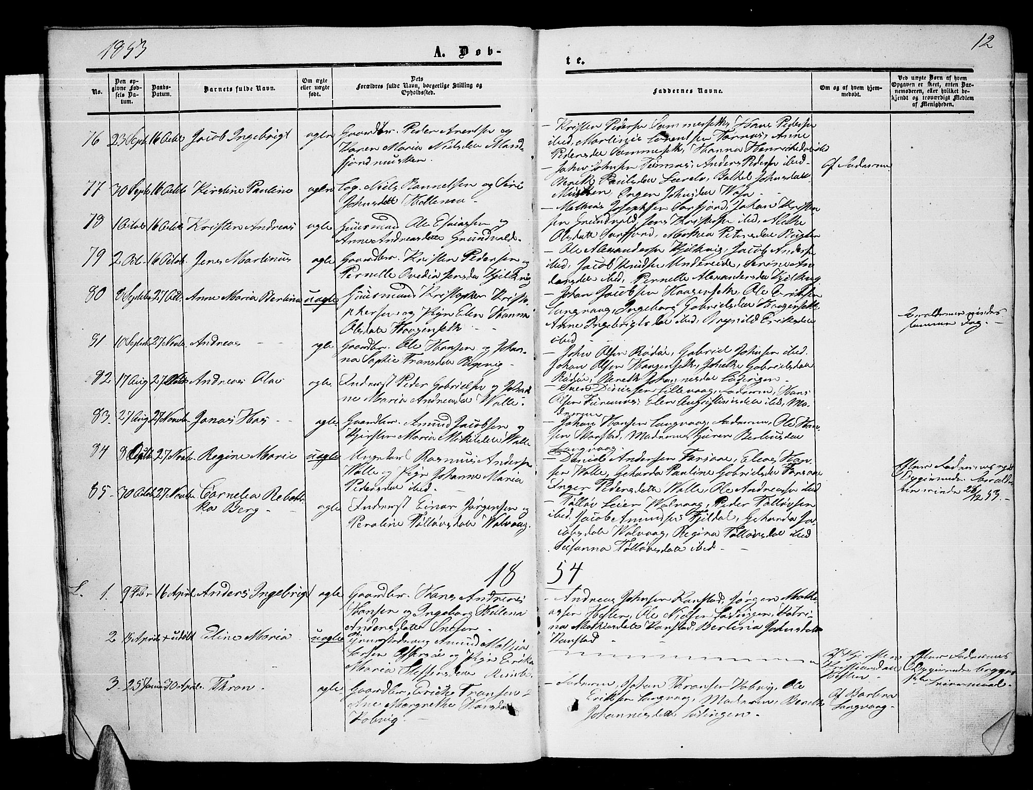 Ministerialprotokoller, klokkerbøker og fødselsregistre - Nordland, AV/SAT-A-1459/872/L1046: Parish register (copy) no. 872C02, 1852-1879, p. 12