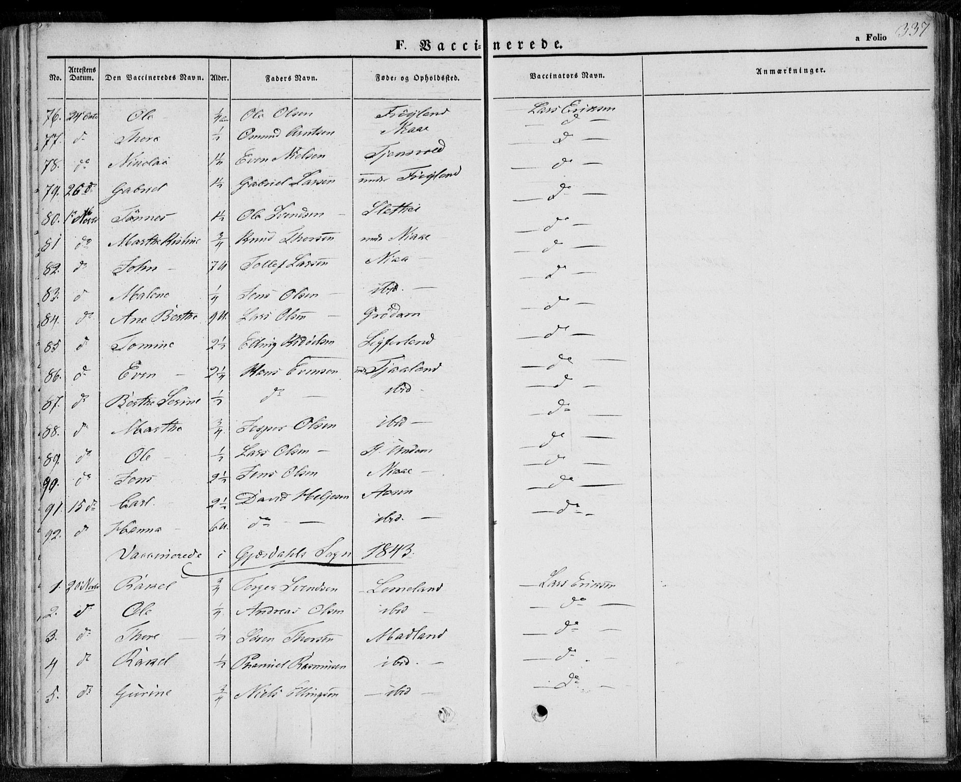 Lye sokneprestkontor, AV/SAST-A-101794/001/30BA/L0006: Parish register (official) no. A 5.2, 1842-1855, p. 337