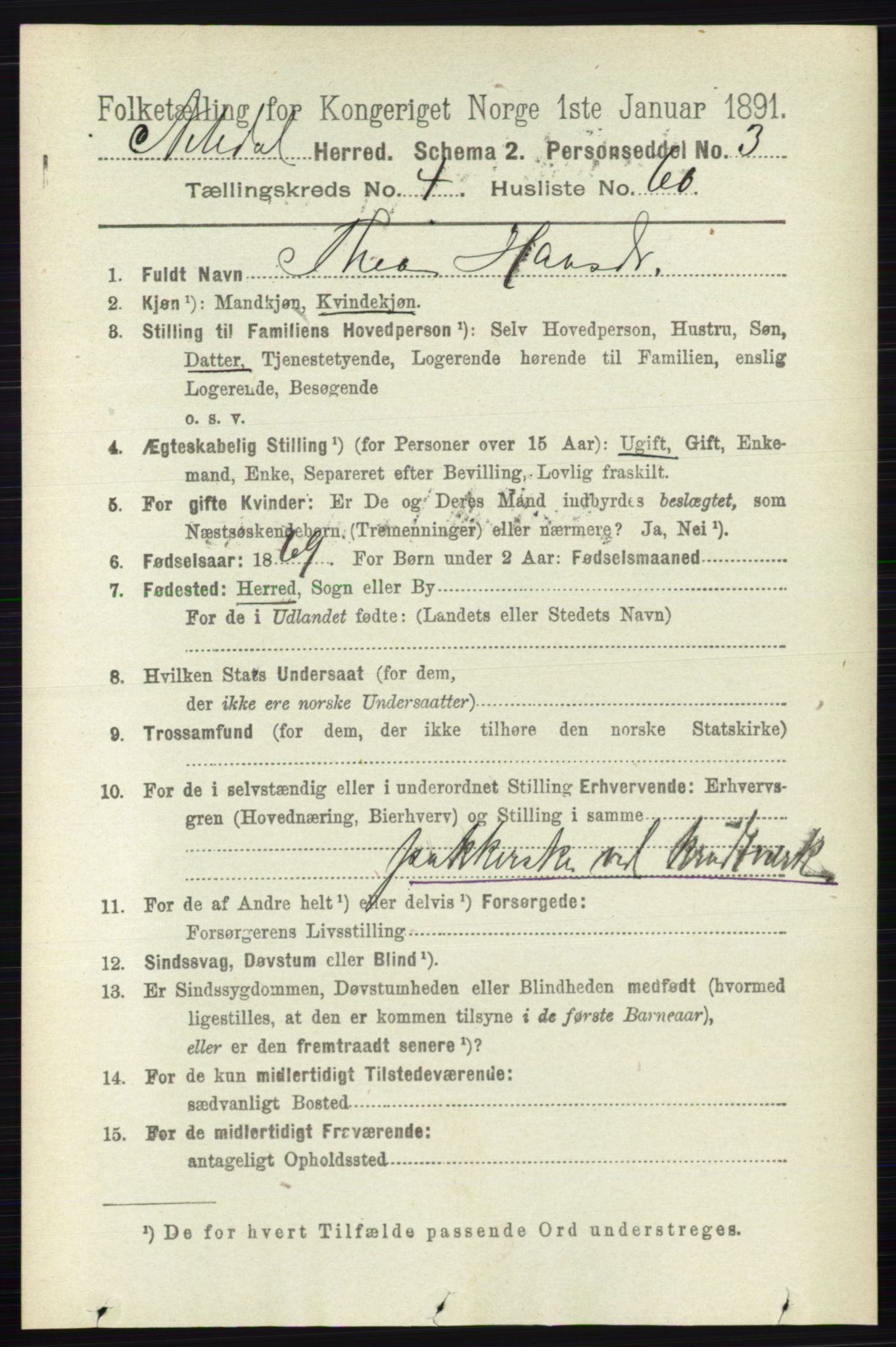 RA, 1891 census for 0233 Nittedal, 1891, p. 2029