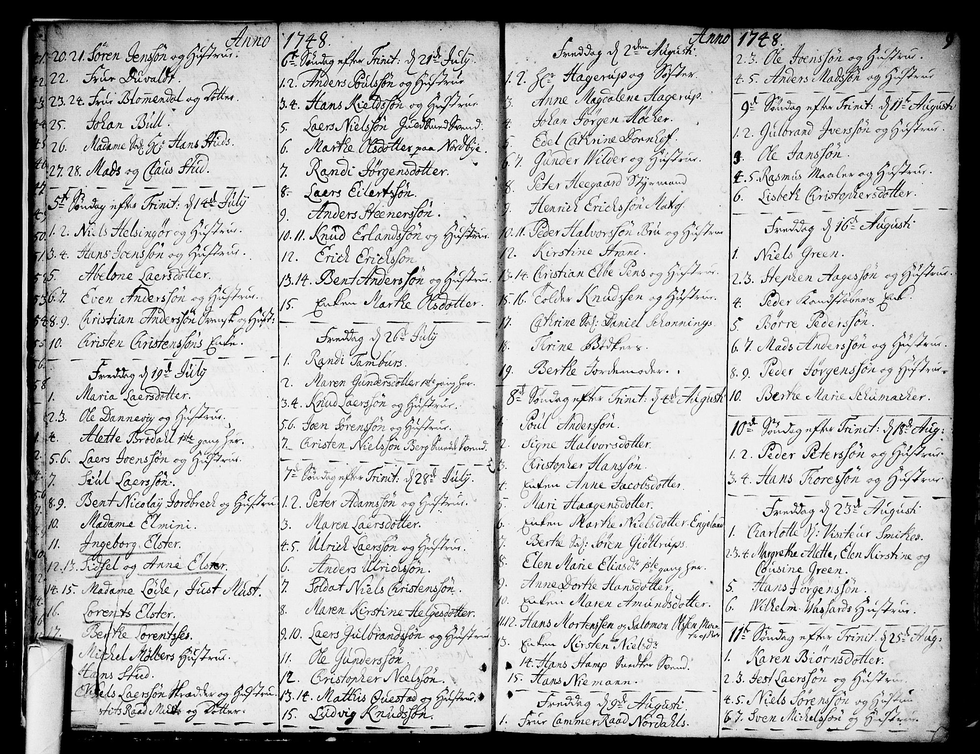 Strømsø kirkebøker, AV/SAKO-A-246/F/Fa/L0008: Parish register (official) no. I 8, 1748-1774, p. 9