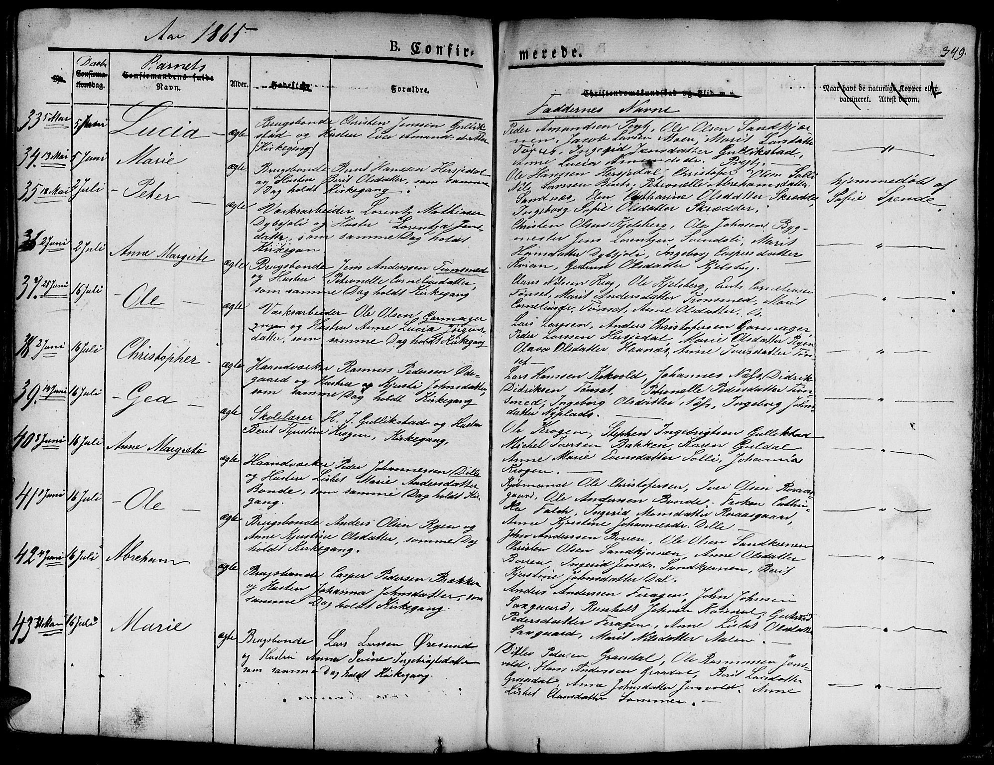 Ministerialprotokoller, klokkerbøker og fødselsregistre - Sør-Trøndelag, SAT/A-1456/681/L0938: Parish register (copy) no. 681C02, 1829-1879, p. 349