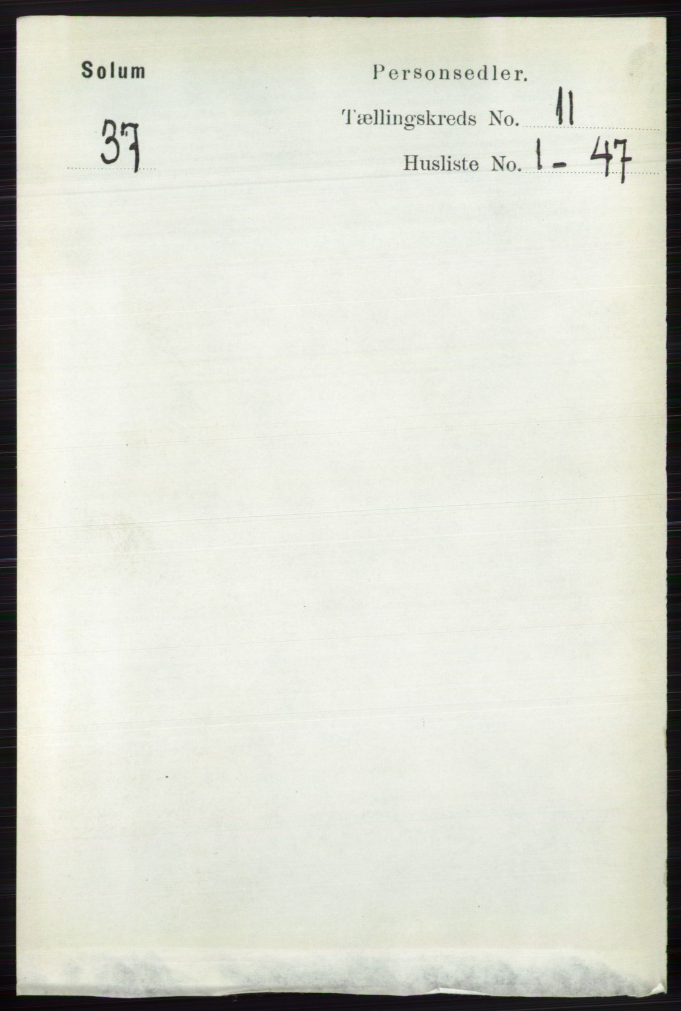 RA, 1891 census for 0818 Solum, 1891, p. 5286