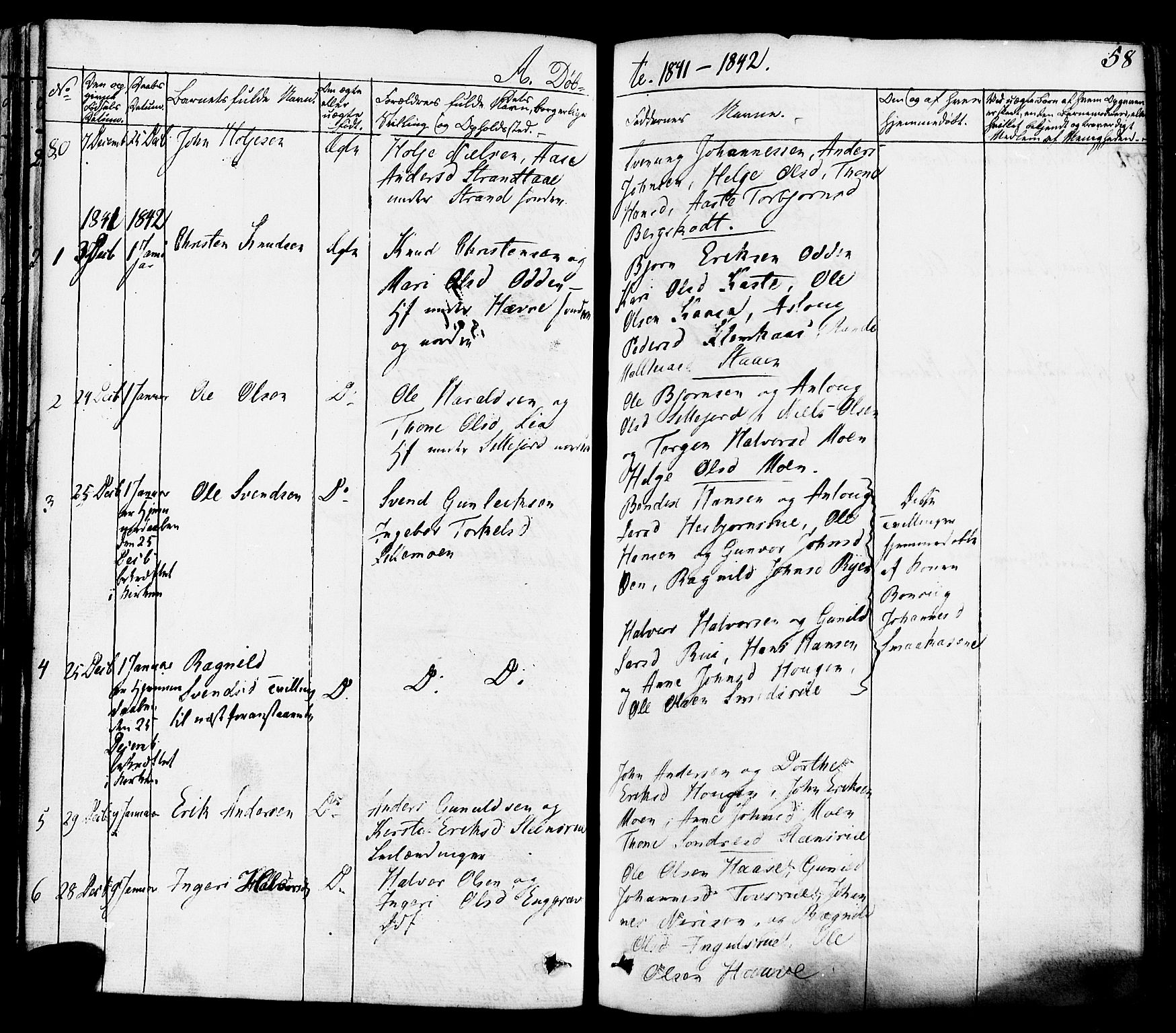 Heddal kirkebøker, AV/SAKO-A-268/F/Fa/L0006: Parish register (official) no. I 6, 1837-1854, p. 58