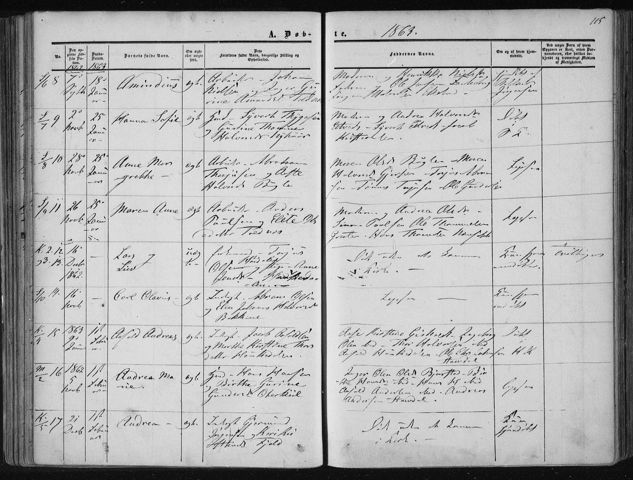 Solum kirkebøker, AV/SAKO-A-306/F/Fa/L0007: Parish register (official) no. I 7, 1856-1864, p. 115