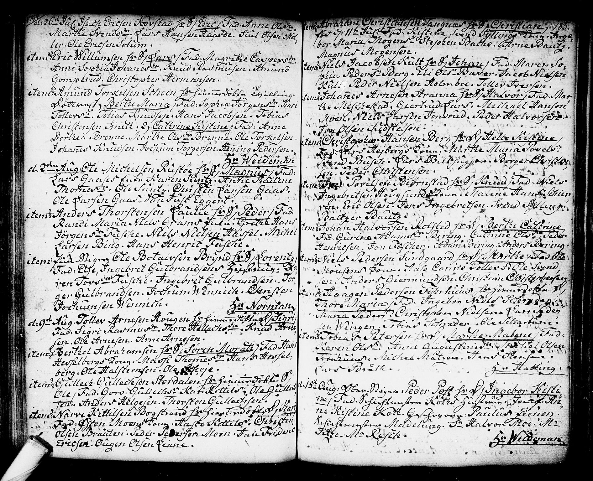 Kongsberg kirkebøker, SAKO/A-22/F/Fa/L0006: Parish register (official) no. I 6, 1783-1797, p. 185