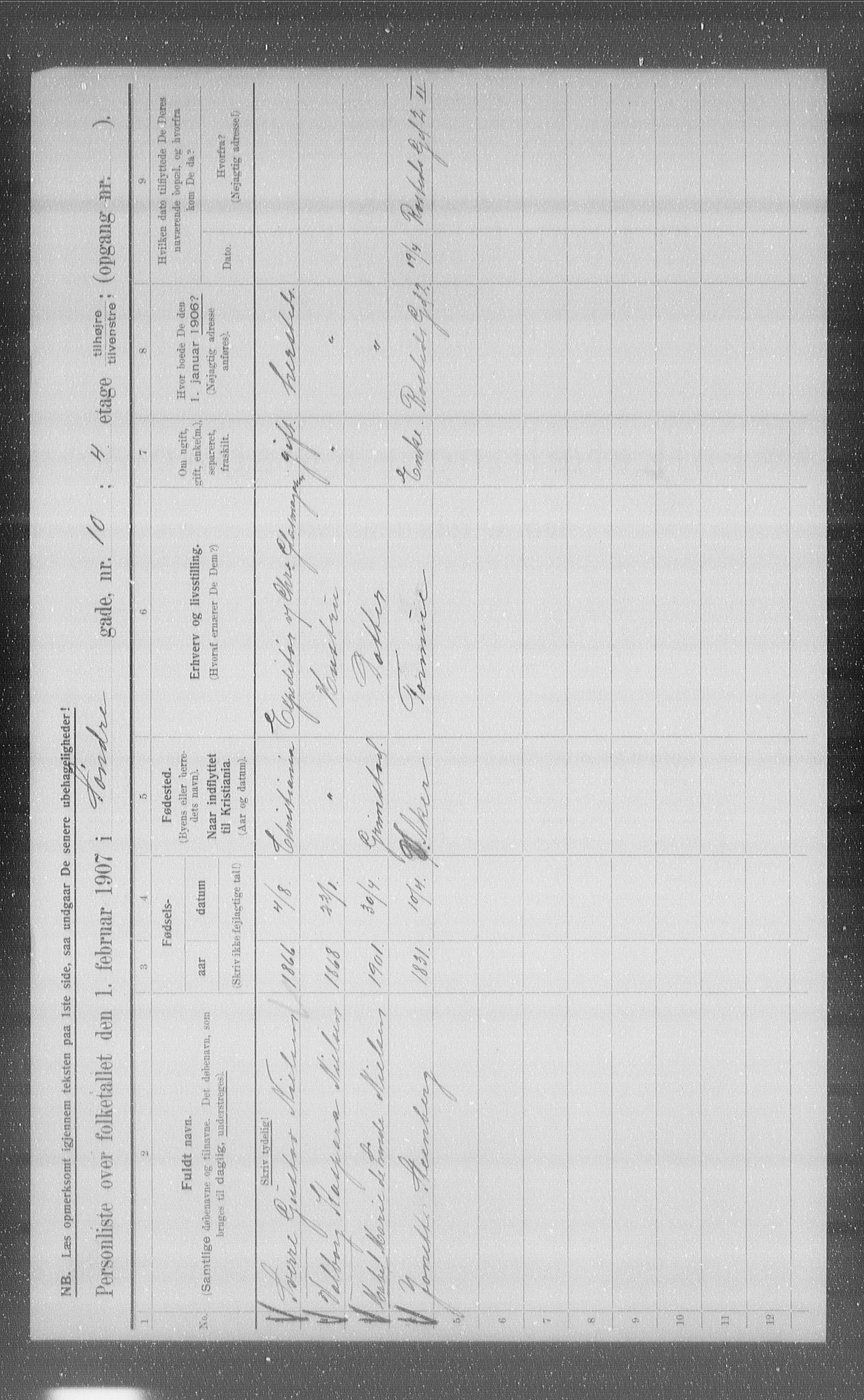 OBA, Municipal Census 1907 for Kristiania, 1907, p. 54128