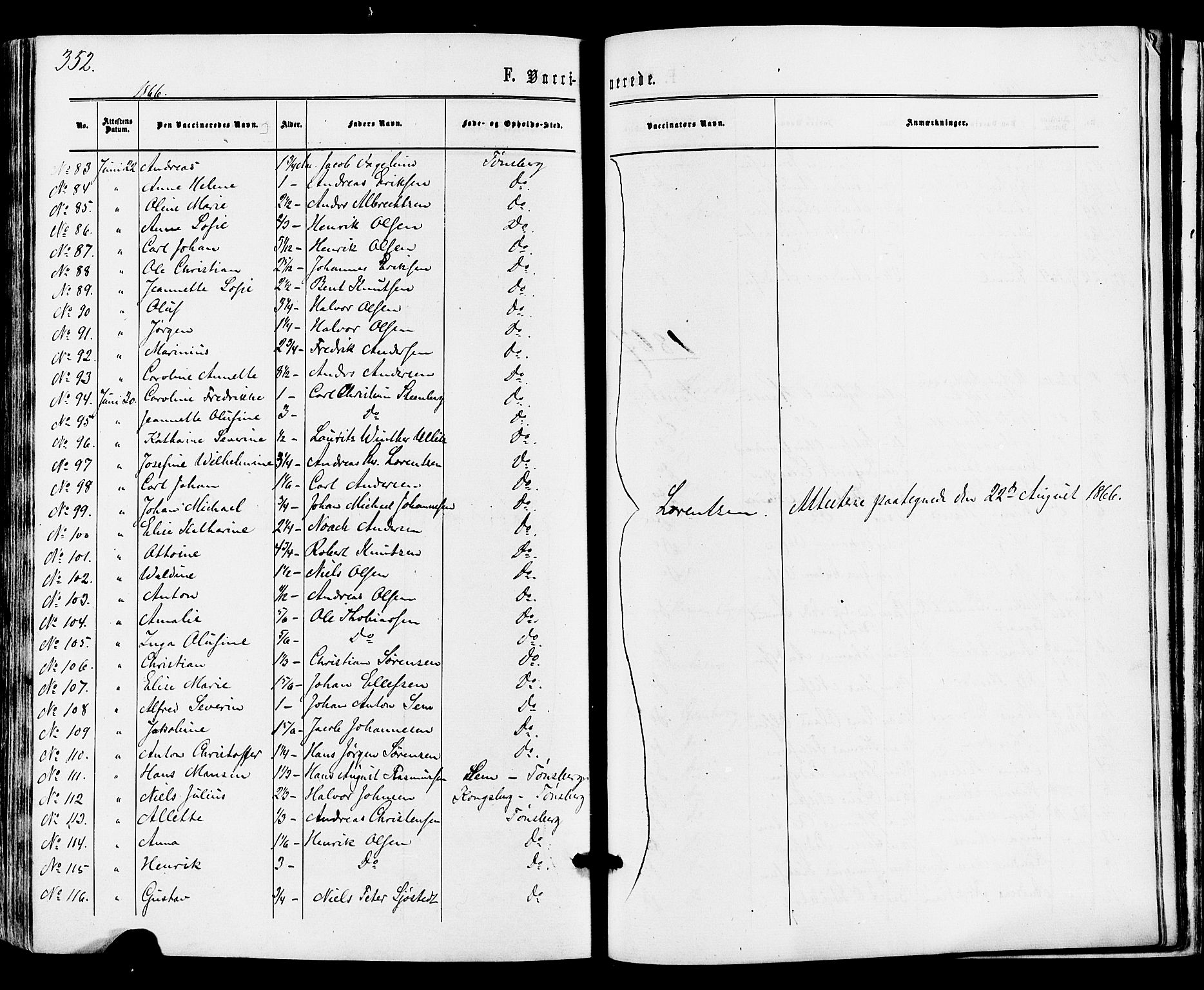 Tønsberg kirkebøker, SAKO/A-330/F/Fa/L0009: Parish register (official) no. I 9, 1865-1873, p. 352