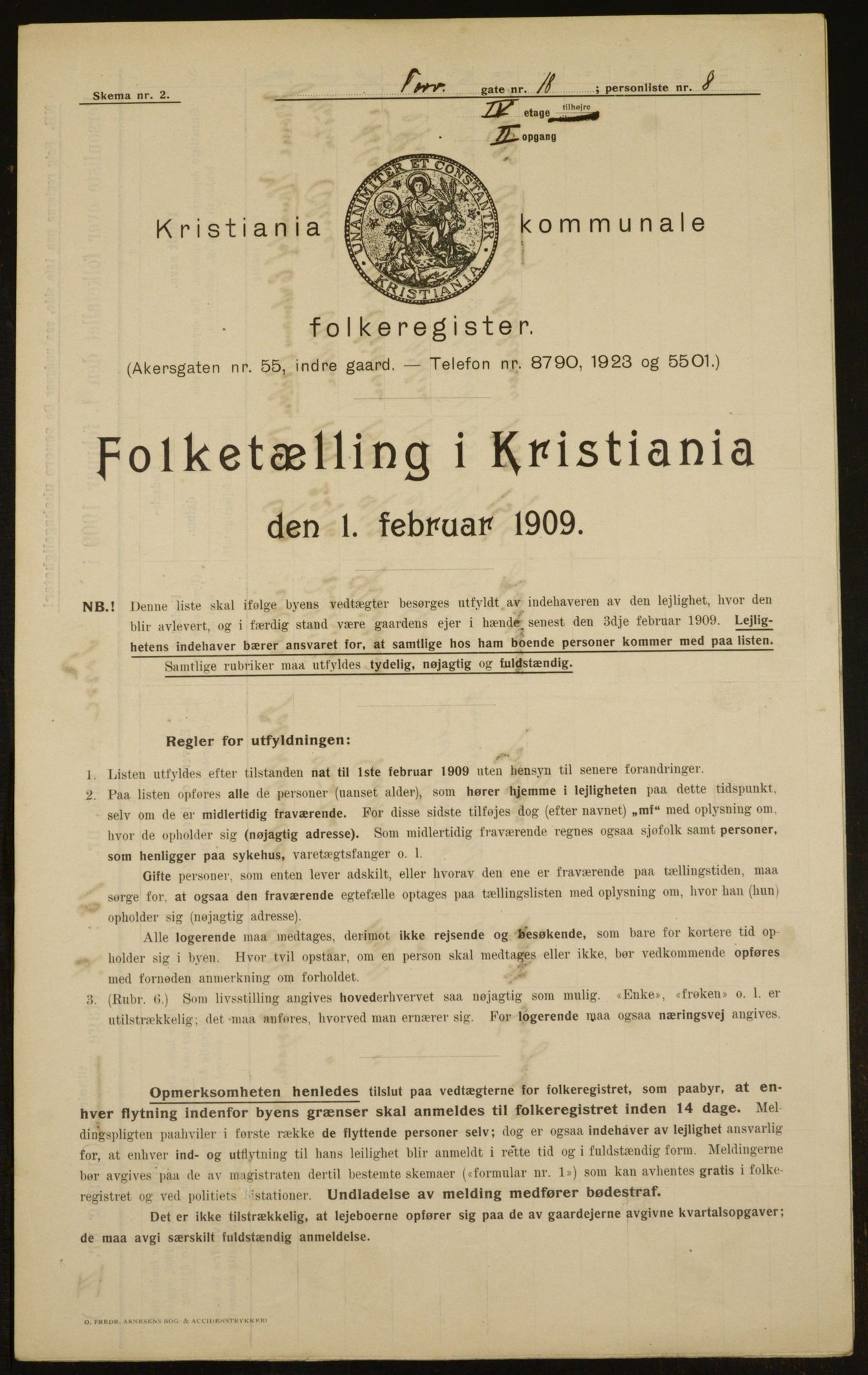 OBA, Municipal Census 1909 for Kristiania, 1909, p. 103435