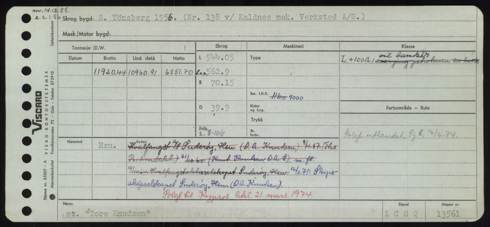 Sjøfartsdirektoratet med forløpere, Skipsmålingen, RA/S-1627/H/Hd/L0039: Fartøy, Ti-Tø, p. 297