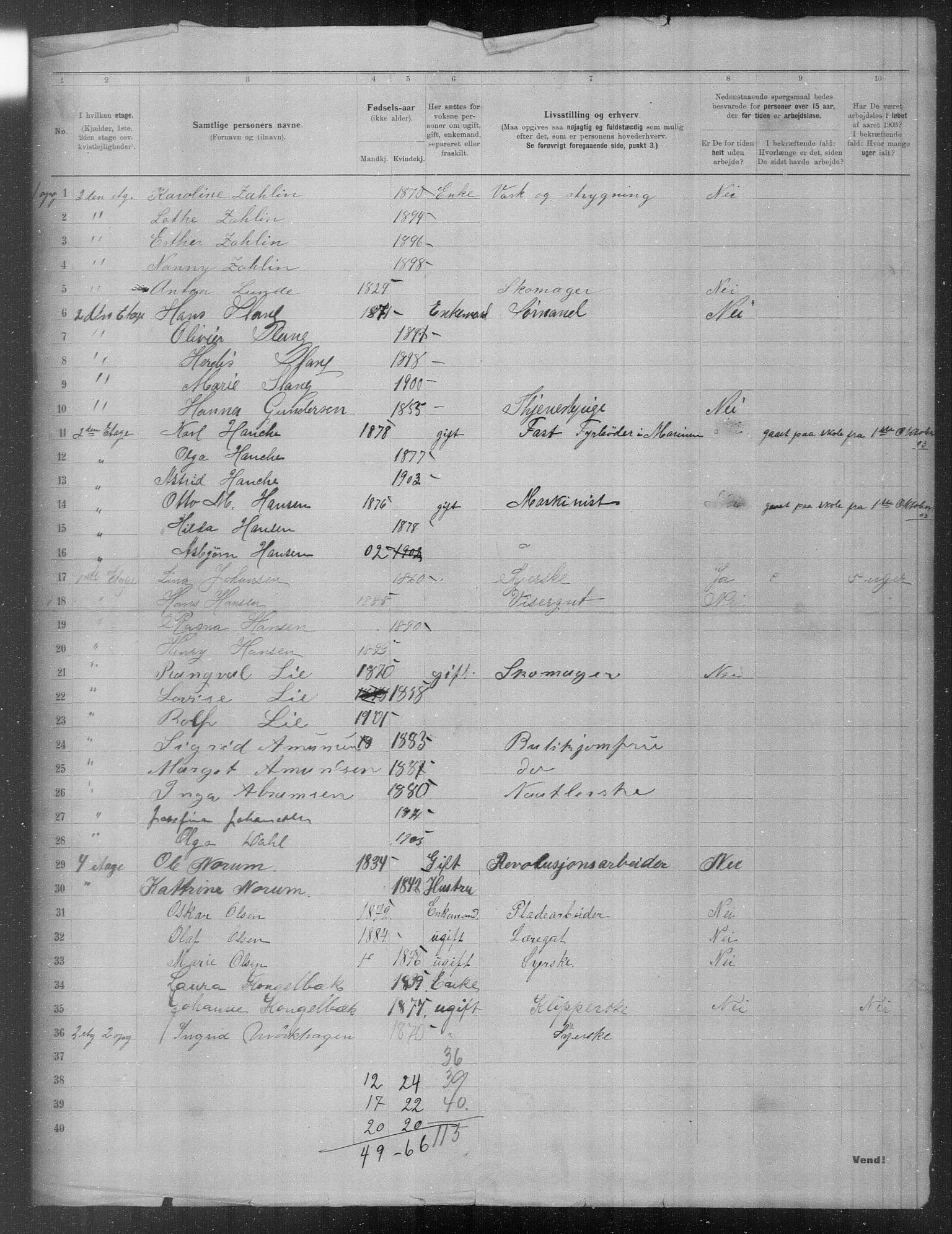 OBA, Municipal Census 1903 for Kristiania, 1903, p. 16208