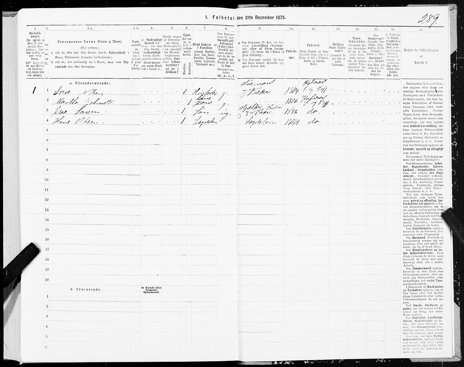 SAT, 1875 census for 1752P Kolvereid, 1875, p. 2289