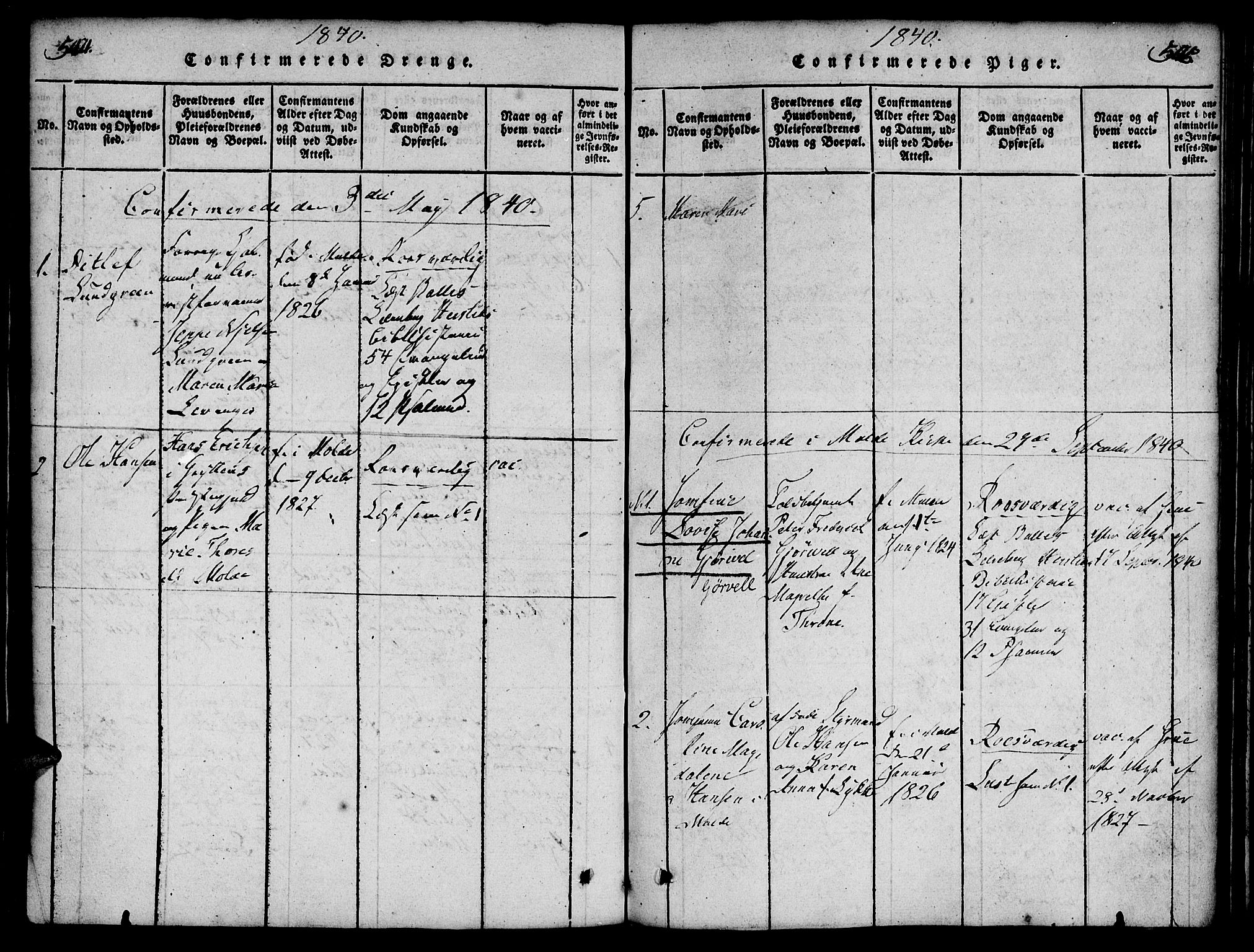 Ministerialprotokoller, klokkerbøker og fødselsregistre - Møre og Romsdal, SAT/A-1454/558/L0688: Parish register (official) no. 558A02, 1818-1843, p. 544-545