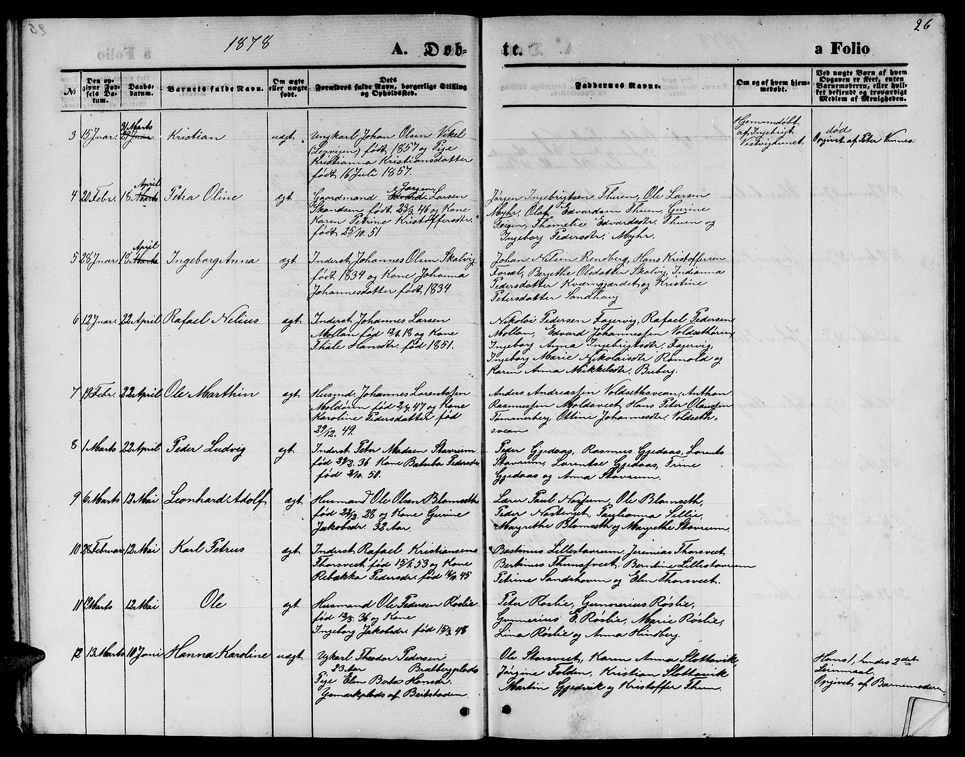 Ministerialprotokoller, klokkerbøker og fødselsregistre - Nord-Trøndelag, SAT/A-1458/744/L0422: Parish register (copy) no. 744C01, 1871-1885, p. 26