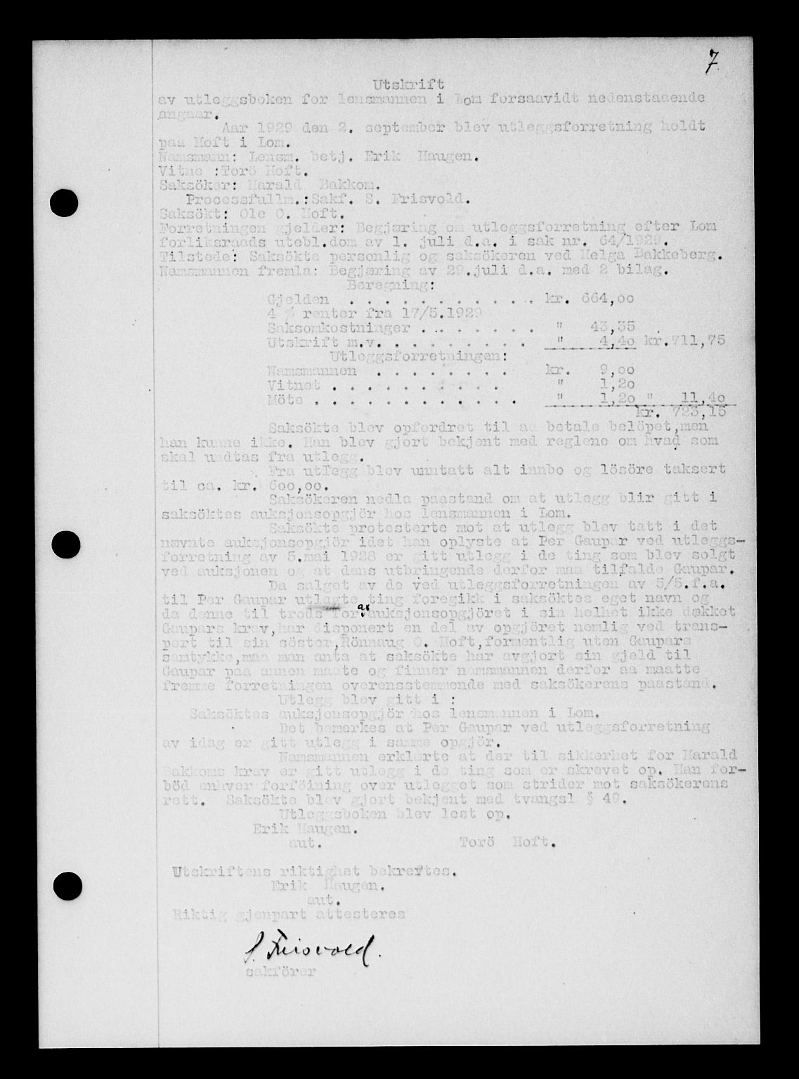 Nord-Gudbrandsdal tingrett, AV/SAH-TING-002/H/Hb/Hba/L0030: Mortgage book no. 30, 1929-1929, p. 7