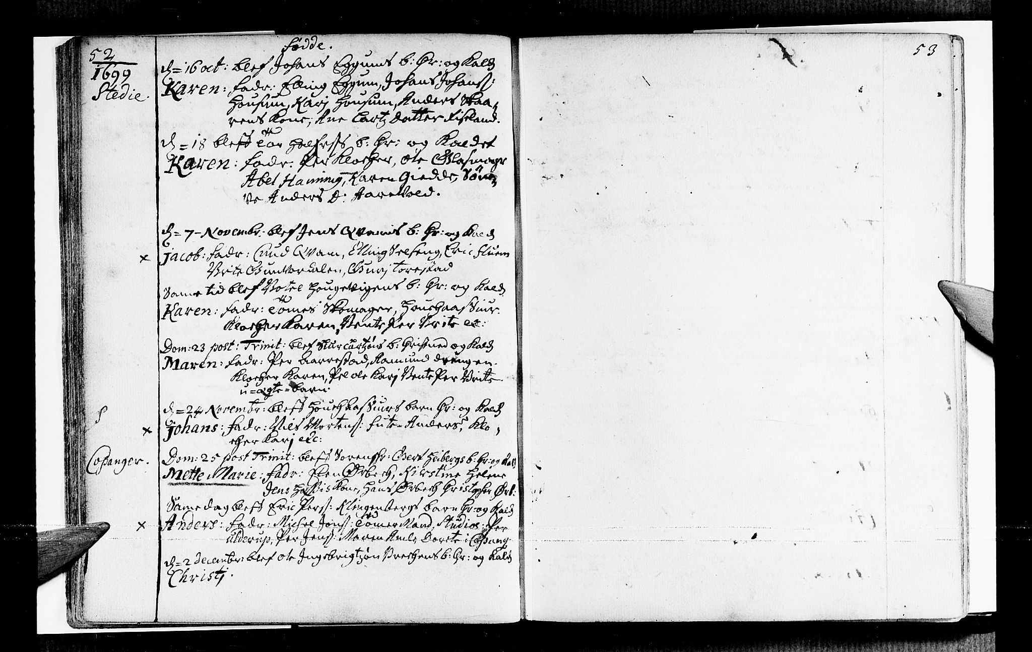 Sogndal sokneprestembete, SAB/A-81301/H/Haa/Haaa/L0001: Parish register (official) no. A 1, 1689-1713, p. 52-53