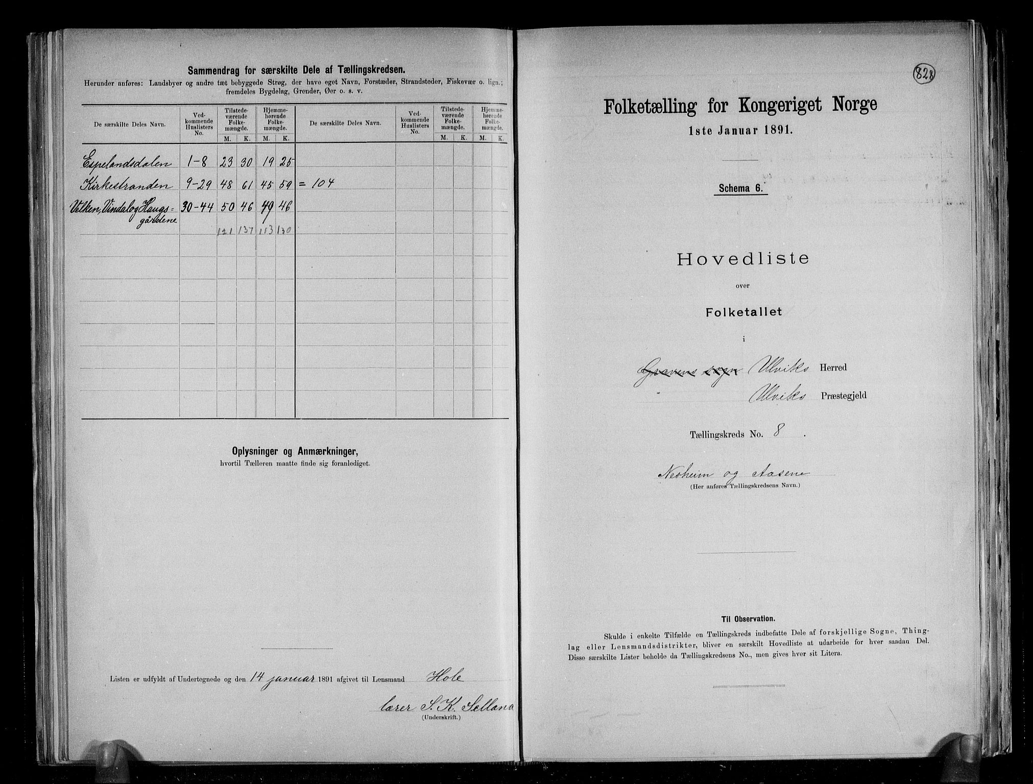 RA, 1891 census for 1233 Ulvik, 1891, p. 23