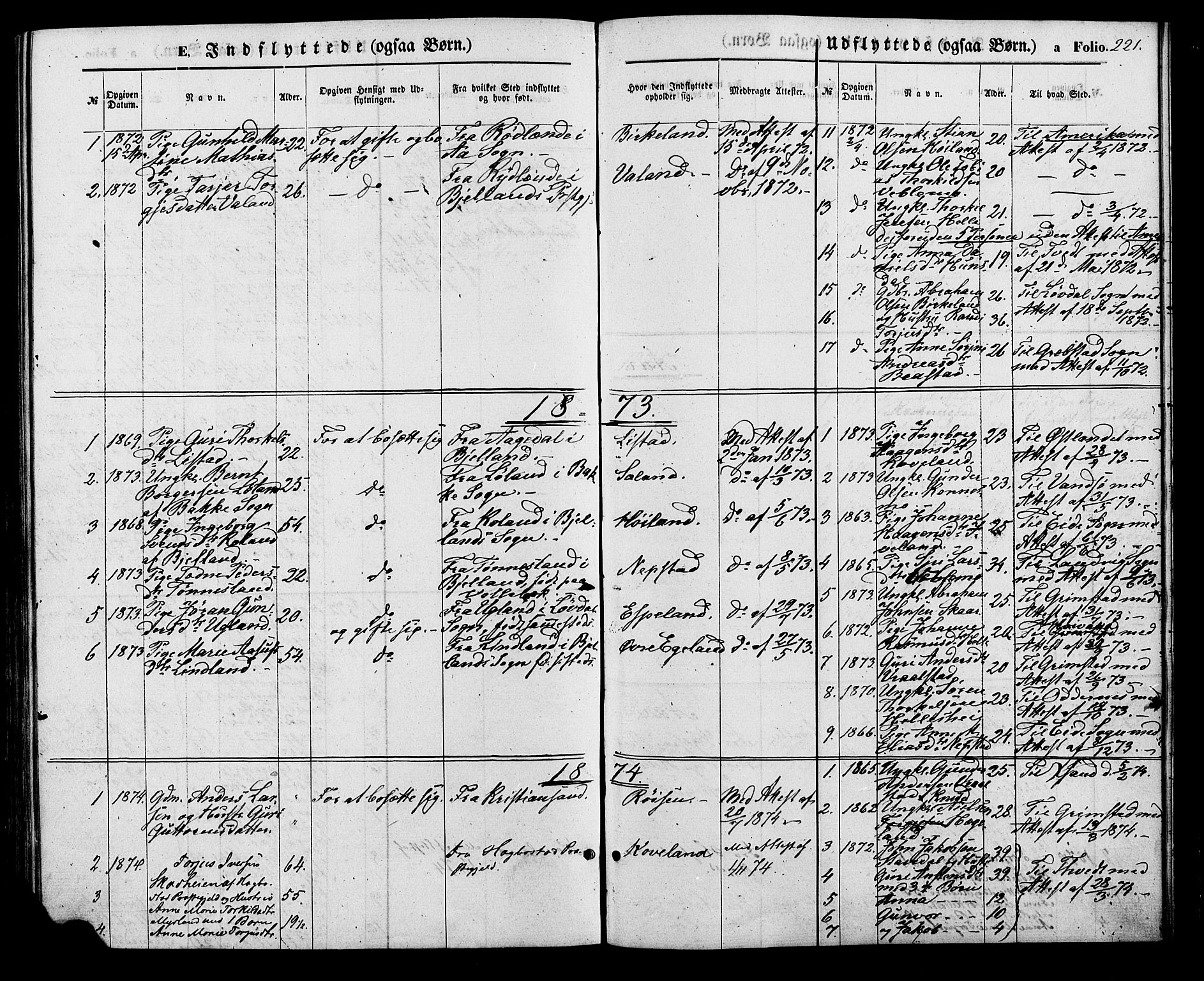 Nord-Audnedal sokneprestkontor, AV/SAK-1111-0032/F/Fa/Faa/L0002: Parish register (official) no. A 2, 1857-1882, p. 221