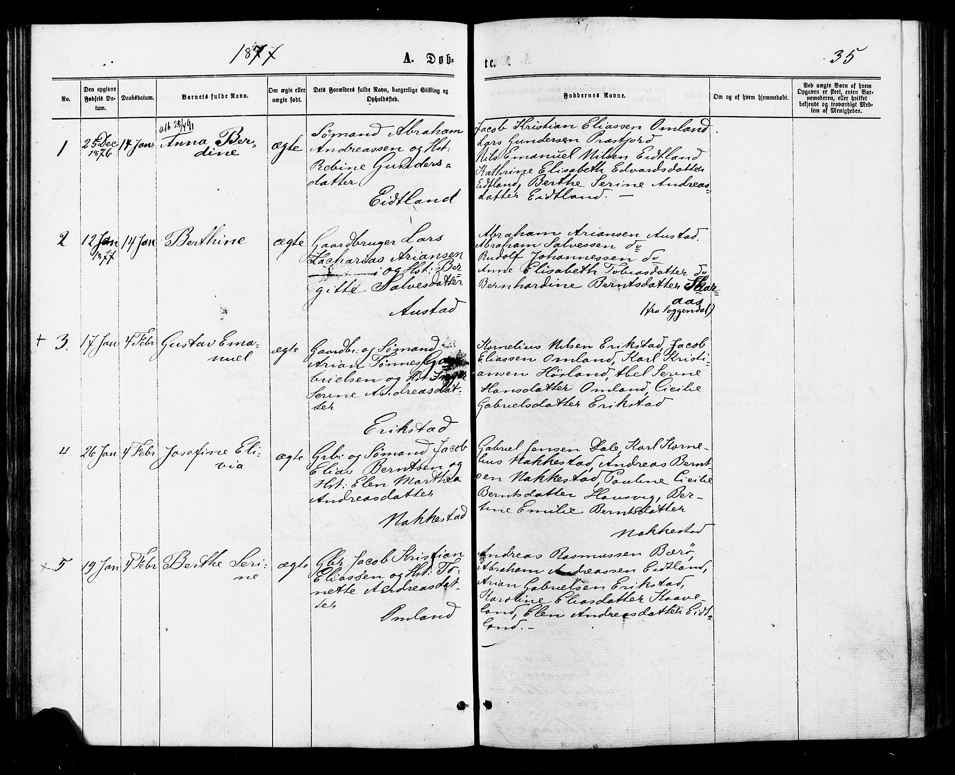 Lyngdal sokneprestkontor, AV/SAK-1111-0029/F/Fa/Faa/L0003: Parish register (official) no. A 3, 1871-1882, p. 35