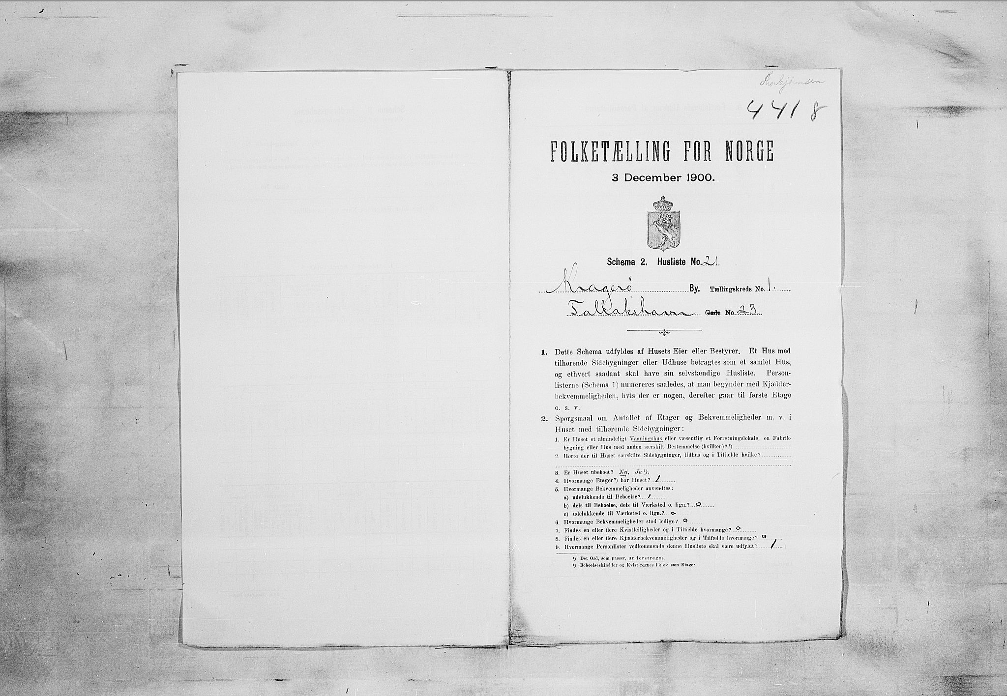 SAKO, 1900 census for Kragerø, 1900, p. 3774