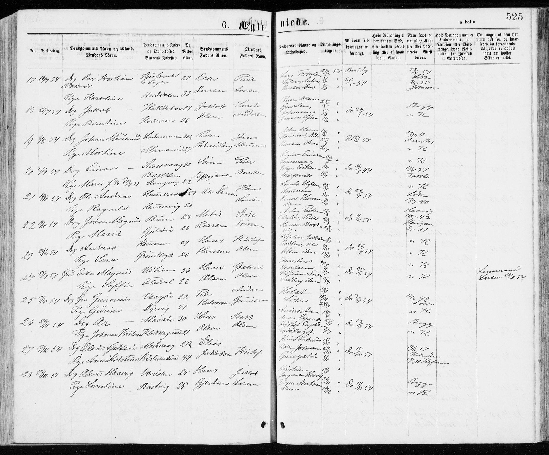 Ministerialprotokoller, klokkerbøker og fødselsregistre - Sør-Trøndelag, SAT/A-1456/640/L0576: Parish register (official) no. 640A01, 1846-1876, p. 525