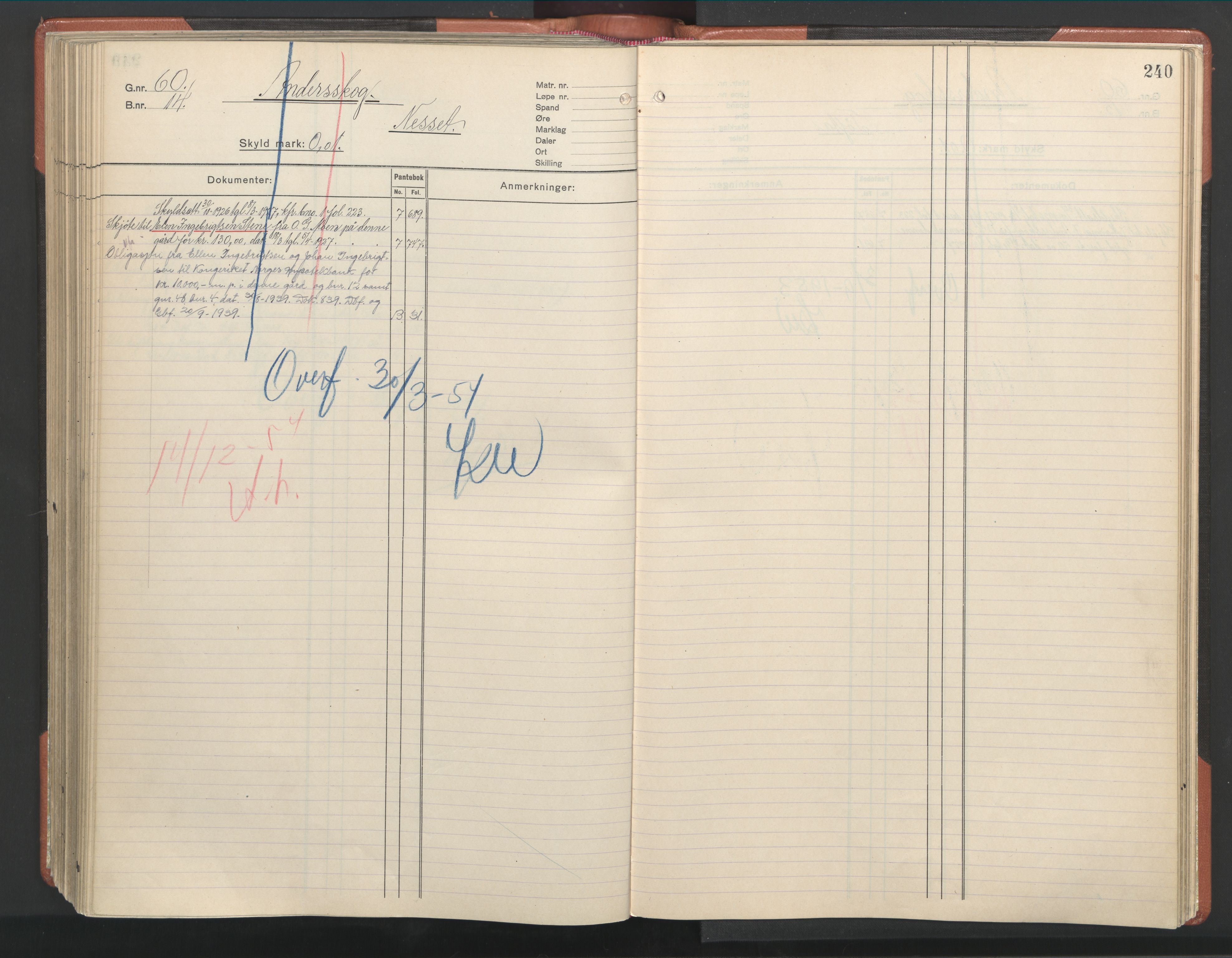 Hitra sorenskriveri, AV/SAT-A-0018/2/2A/L0013: Mortgage register no. 13, p. 240