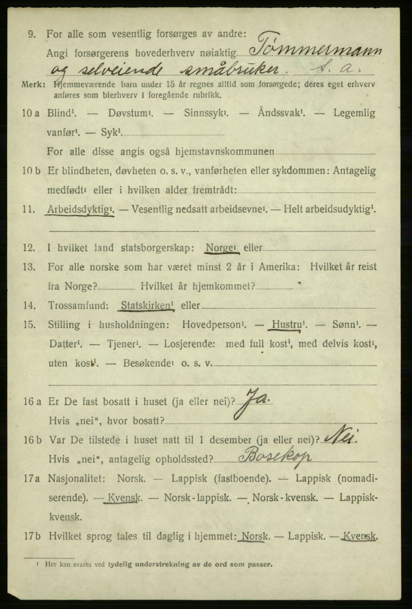 SATØ, 1920 census for Talvik, 1920, p. 4981